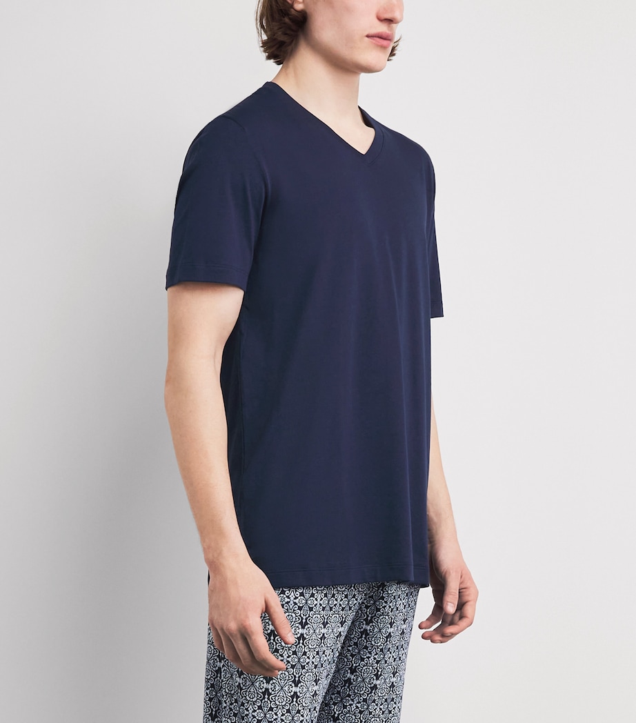 Hanro Mens Cotton Night & Day T-Shirt Deep Navy Image 4
