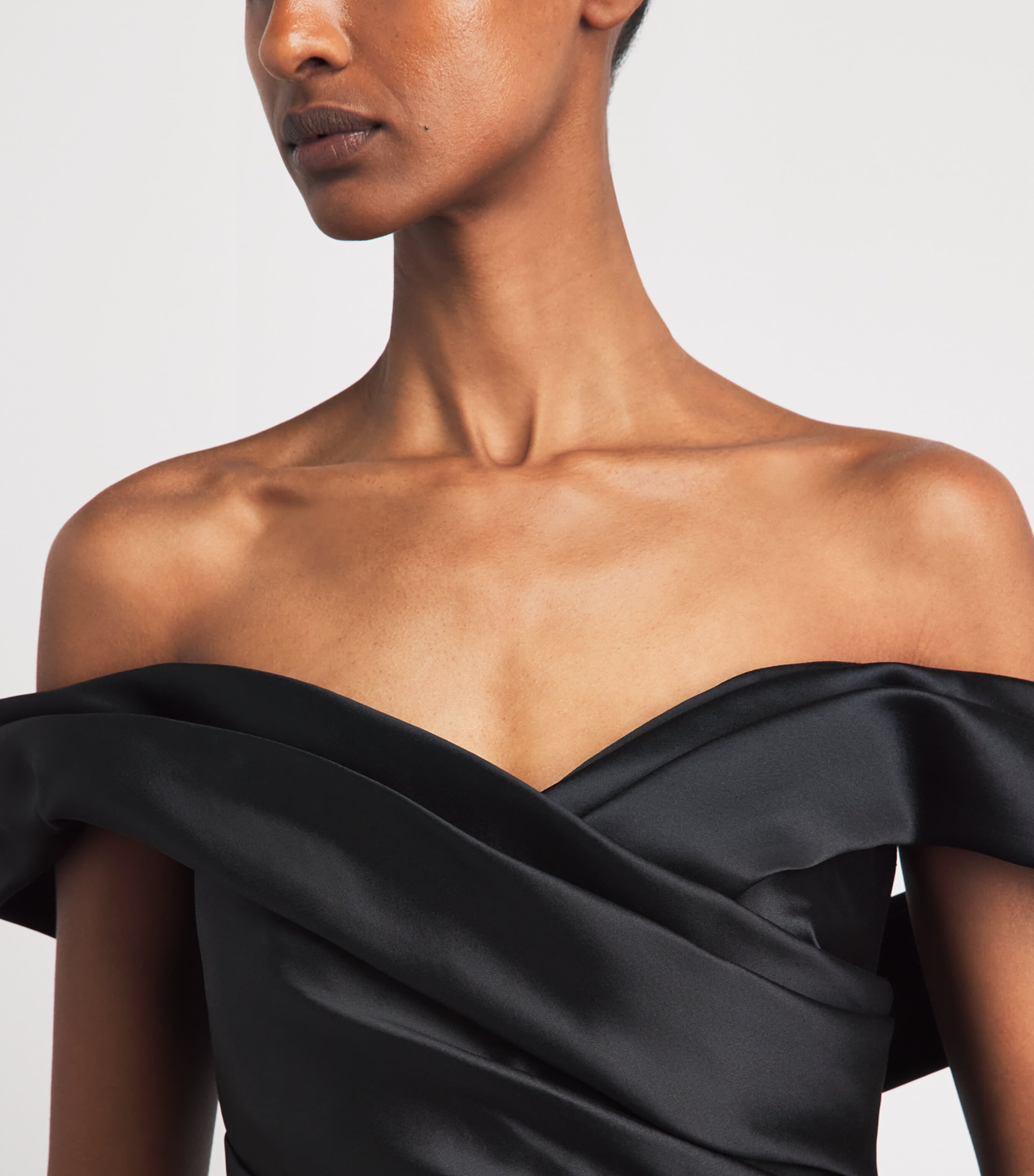 Pamella Roland Womens Tulle Appliqué Off‑The‑Shoulder Gown Black/pink Image 5