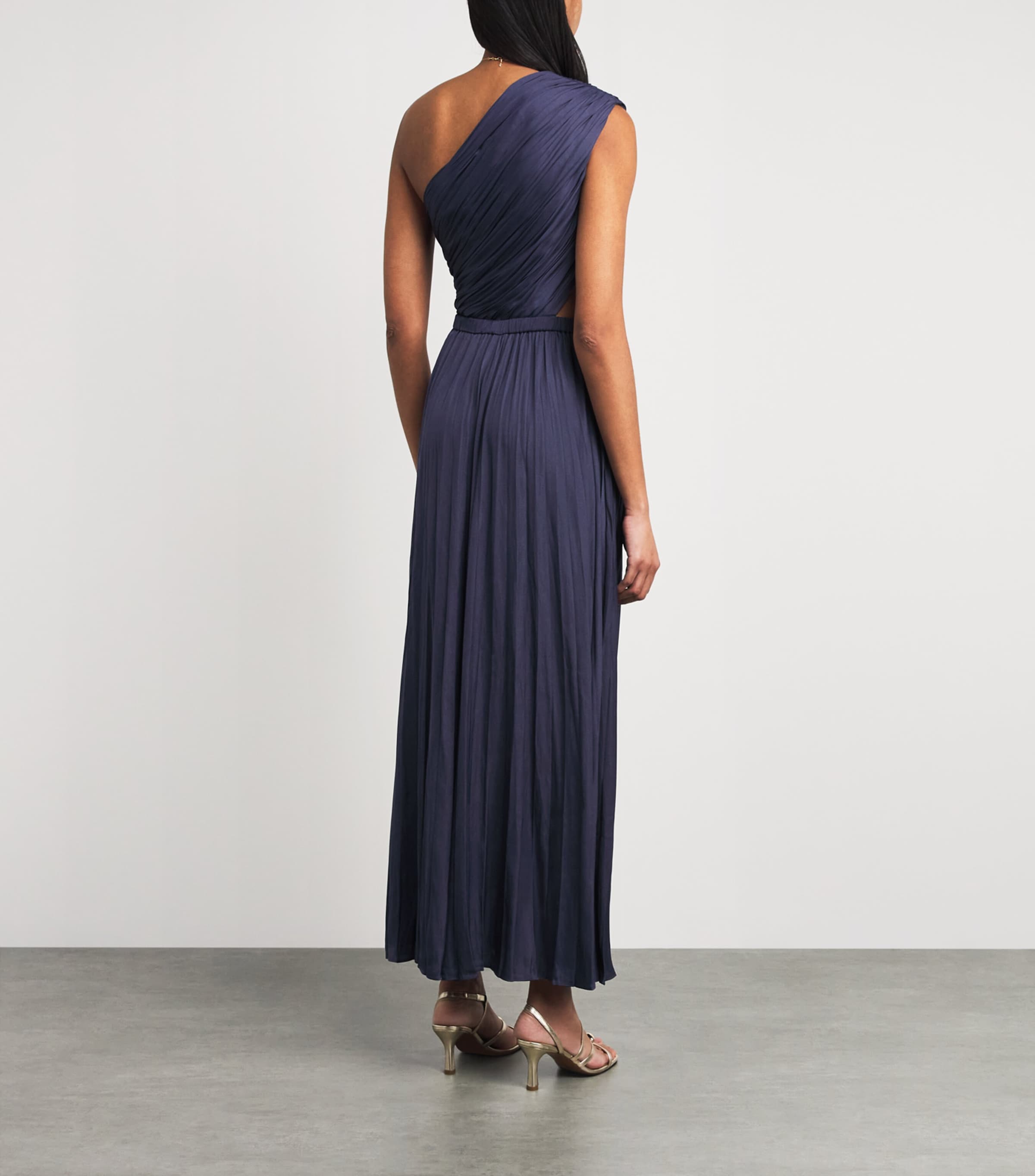 Maje Womens One-Shoulder Maxi Dress Navy Image 4