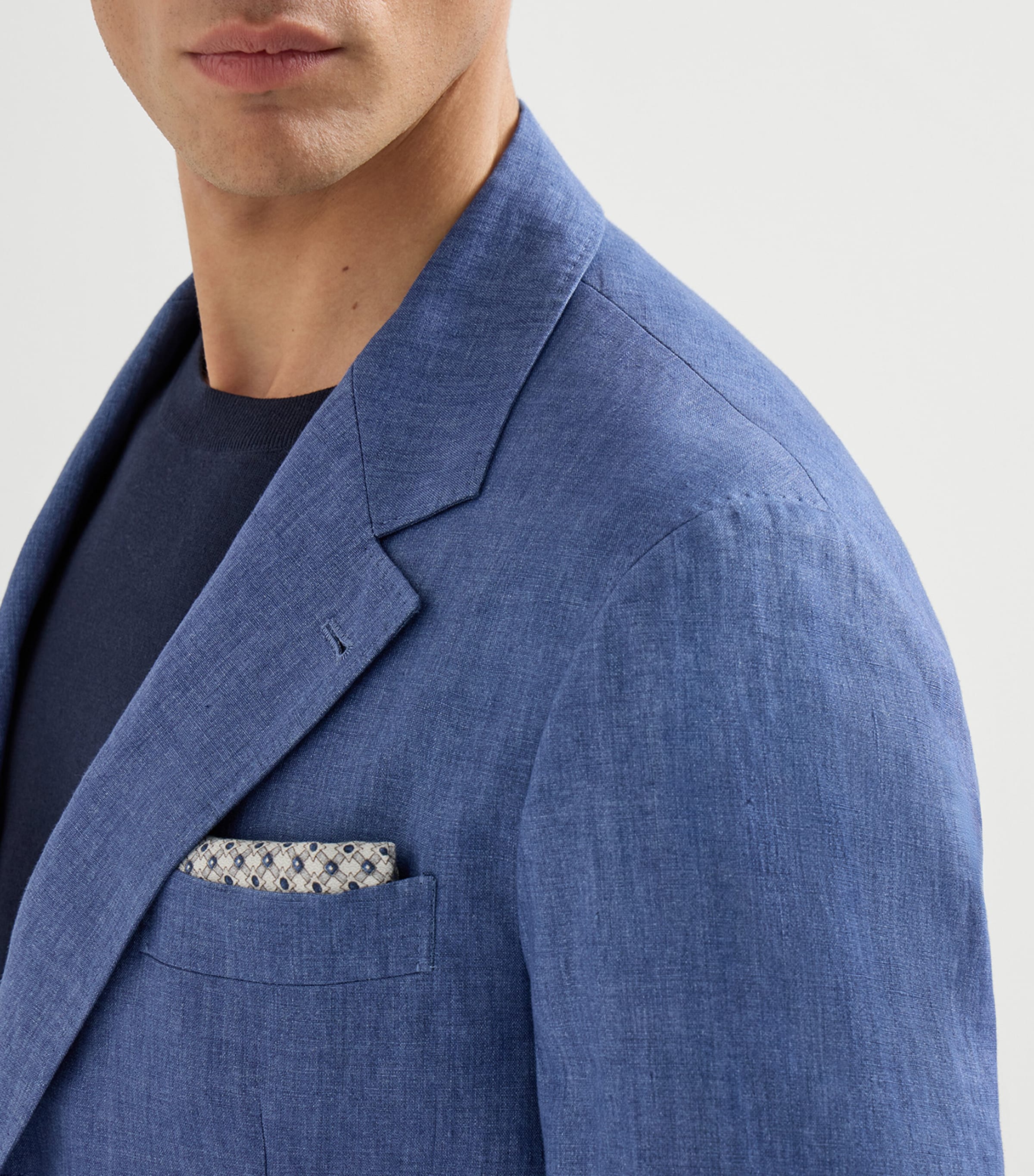 Brunello Cucinelli Mens Linen Single-Breasted Blazer Image 6