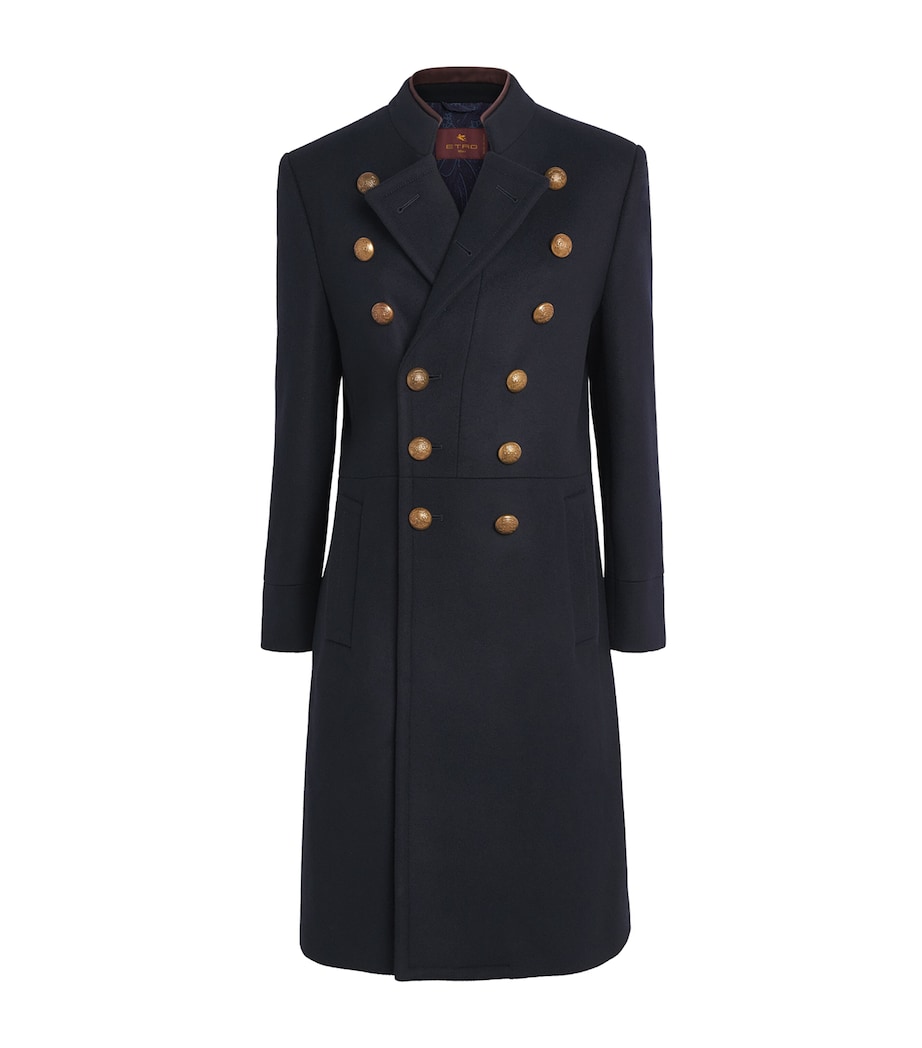 Etro Womens Wool-Blend Pea Coat Dark Blue Image 1