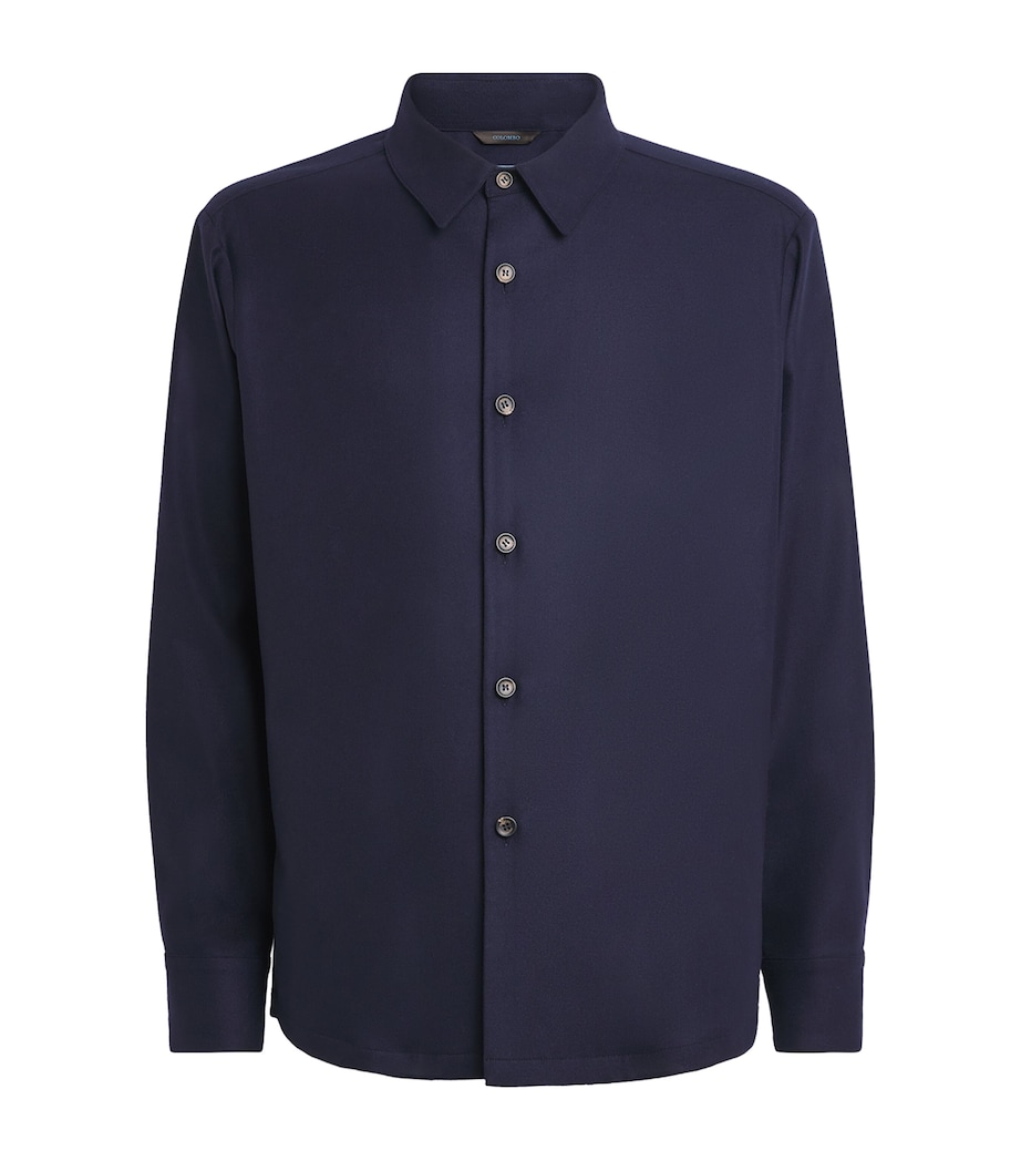 Wool-Blend Button-Up Shirt 4503 BLK BLU PTTN Image 1