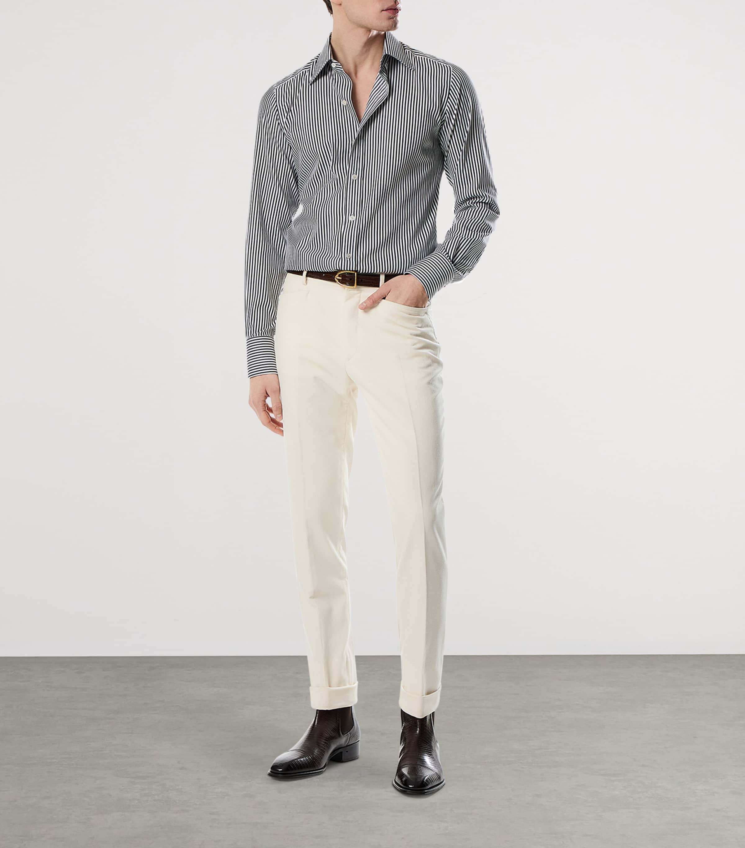 Cotton-Silk Ladder Stripe Shirt WNA Image 2