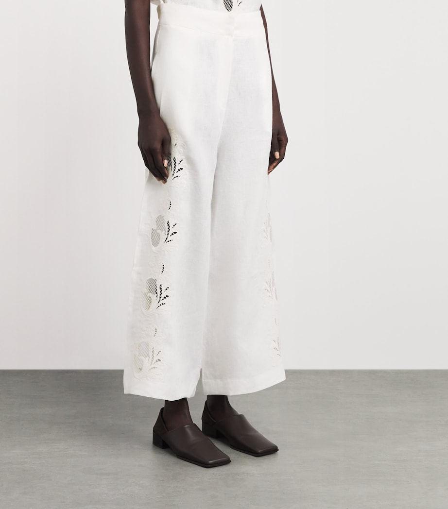 LUG VON SIGA Womens Linen Maria Wide-Leg Trousers Offwhite Image 4