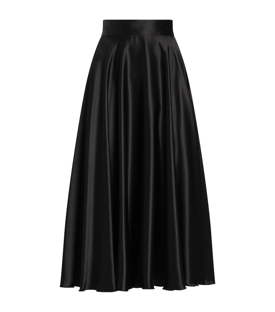 Silk Midi Skirt N0000-BLACK Image 1