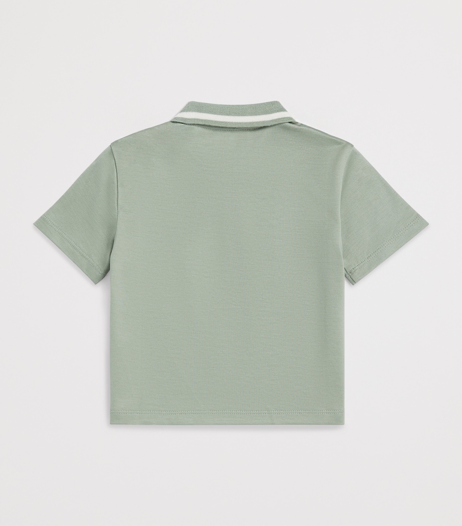 Emporio Armani Kids Stretch-Cotton Logo Polo Shirt (6-36 Months) Iceberg Green Image 2