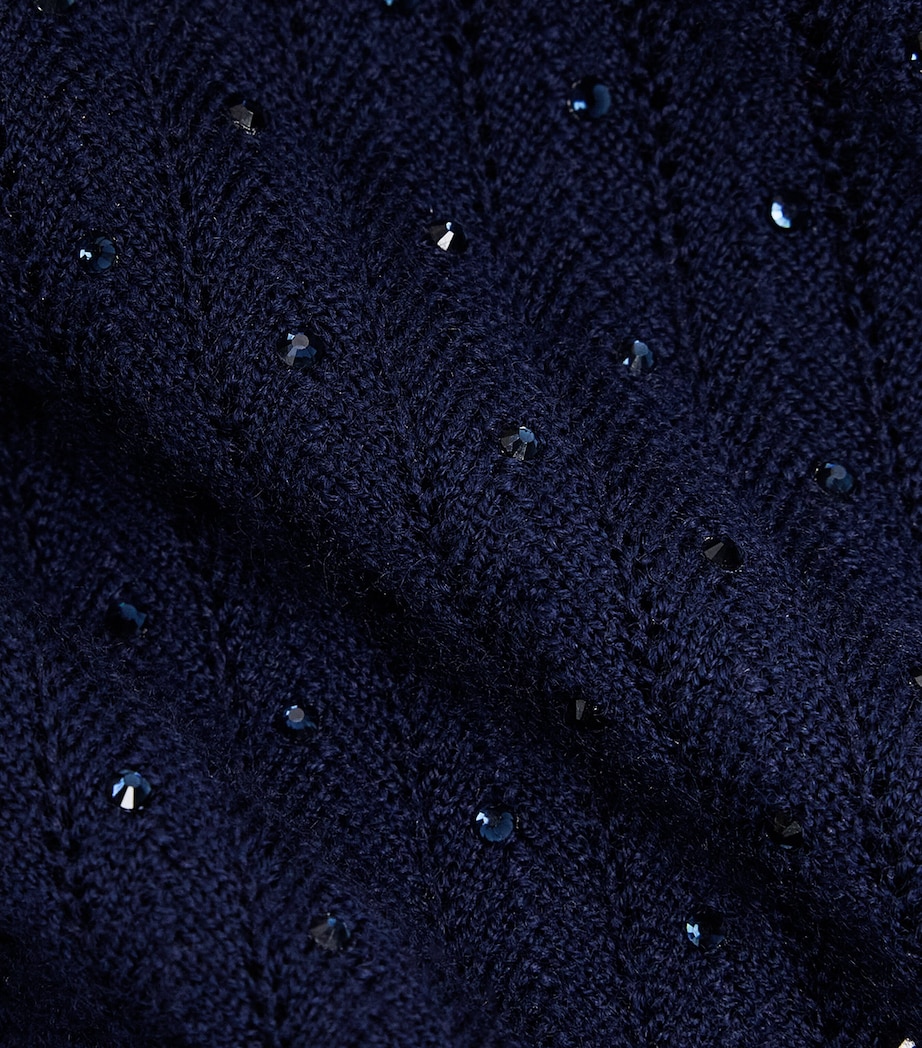 Maje Womens Wool-Blend Embellished Sweater Navy Image 6