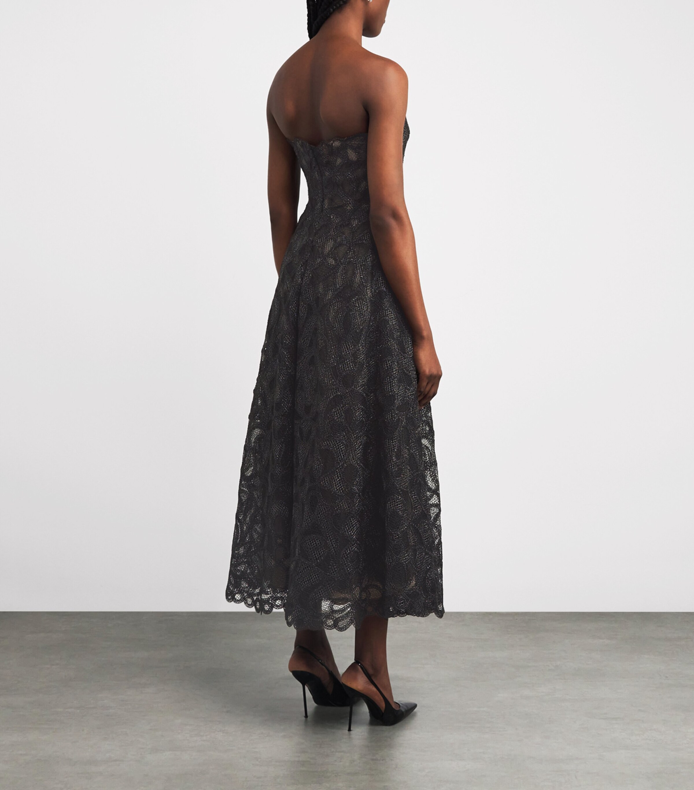 Simkhai Womens Lace Elvina Midi Dress Black Image 3