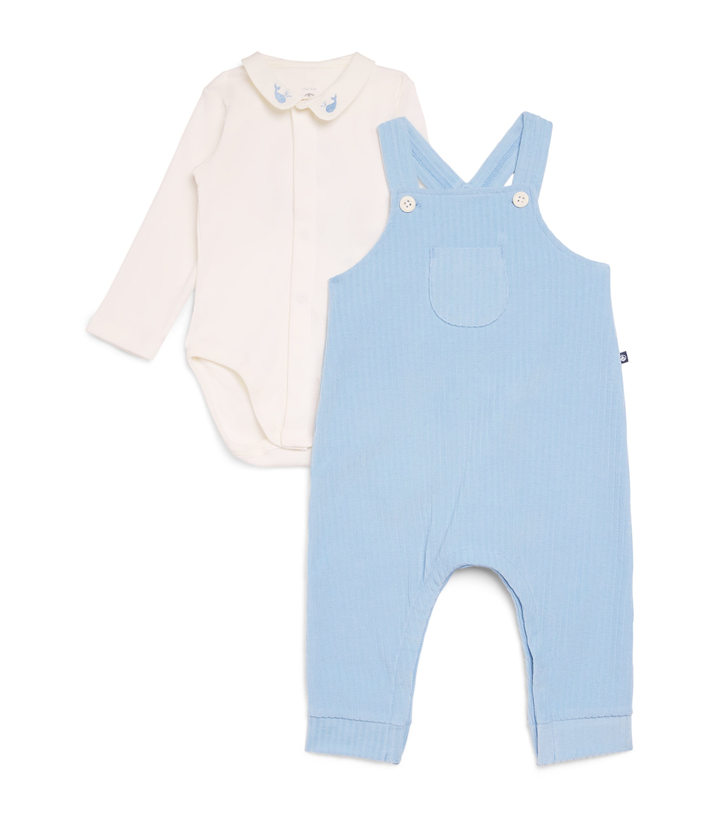 Cotton Bodysuit and Dungarees Set (1-18 Months) FLO/MILK Image 1