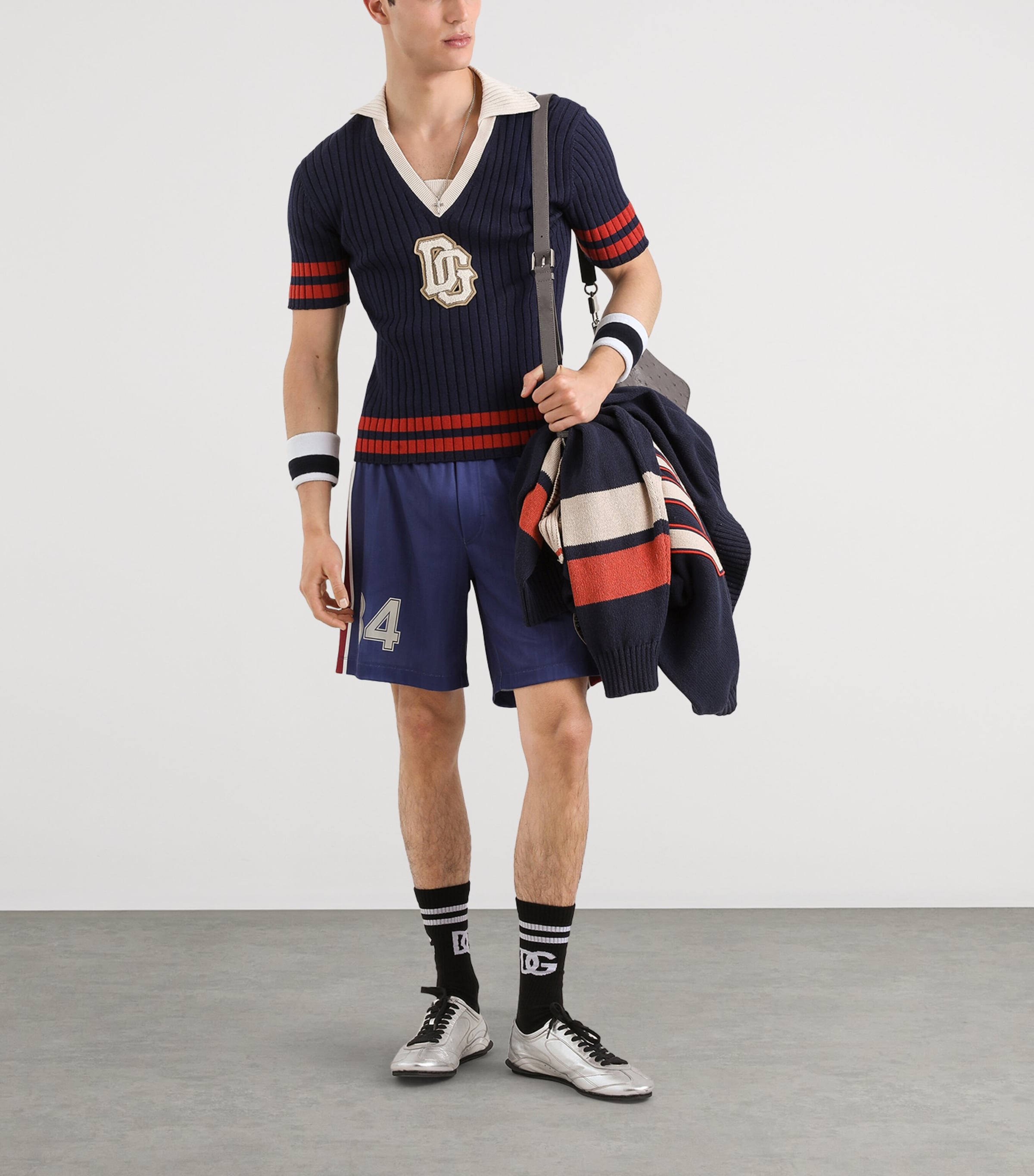 Dolce&Gabbana Mens Jersey Stripe Bermuda Shorts Dg Soccer Club Image 2