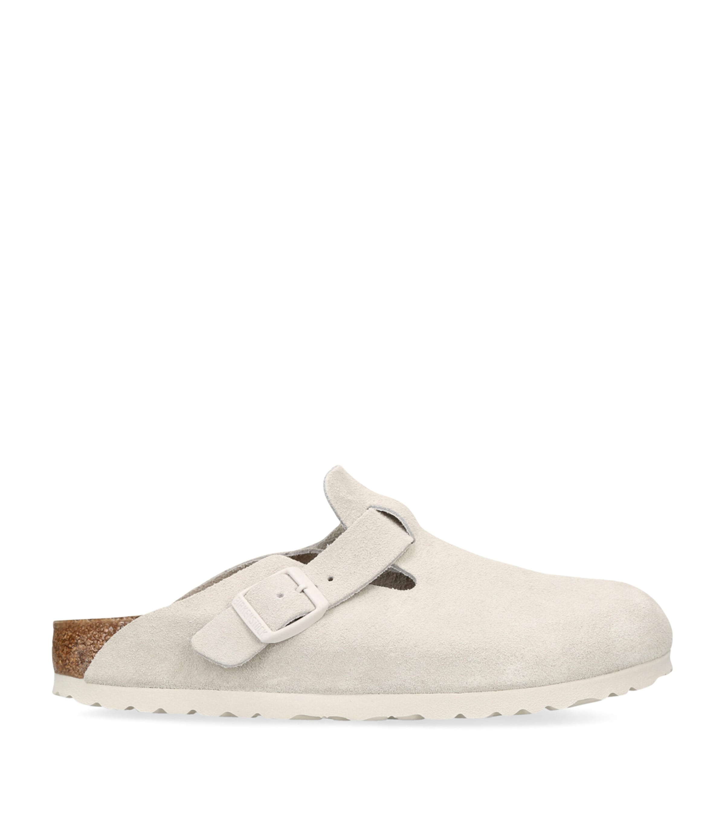 Birkenstock Suede Boston Sandals In White