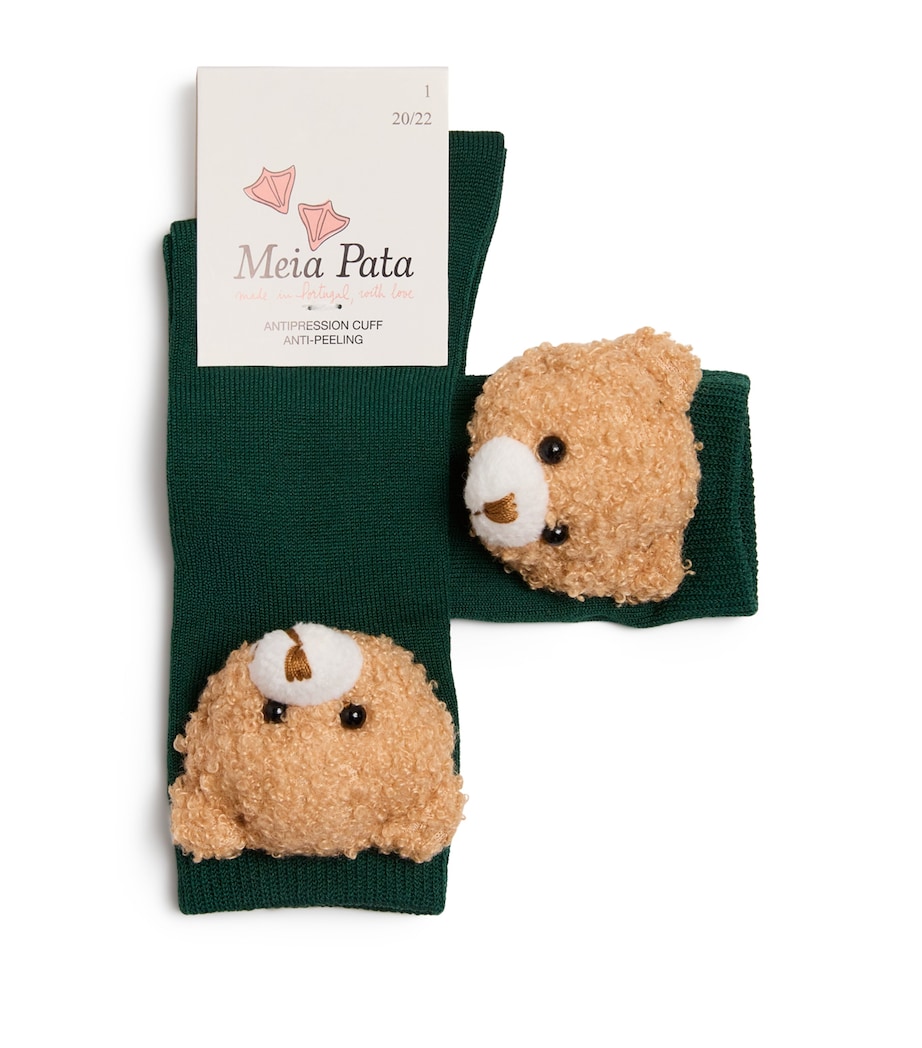 Fuzzy Bear Knee-High Socks 29 BOTTLE GREEN Image 1