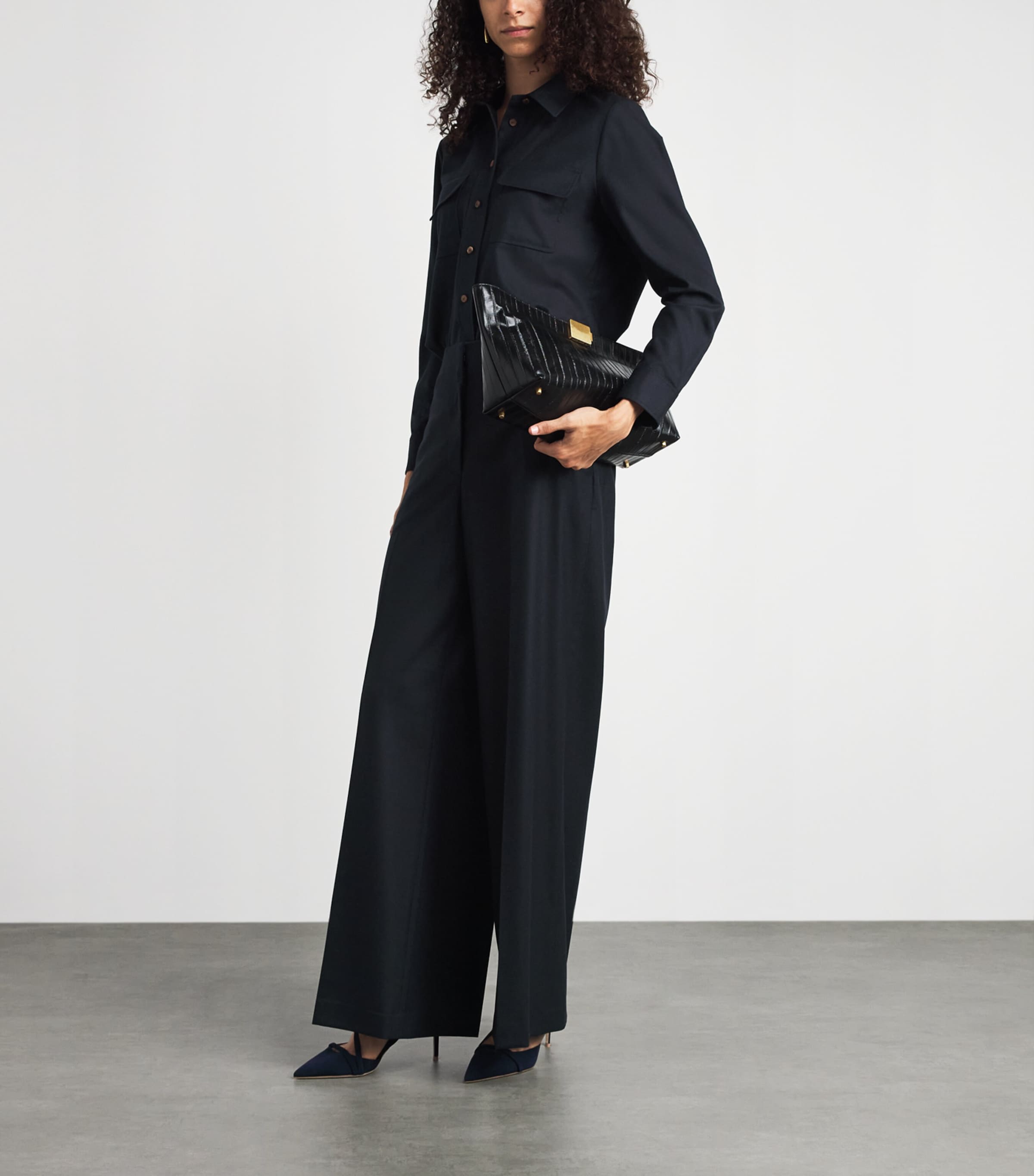 Lafayette 148 Womens Linen Thames Wide-Leg Trousers Ink Image 2