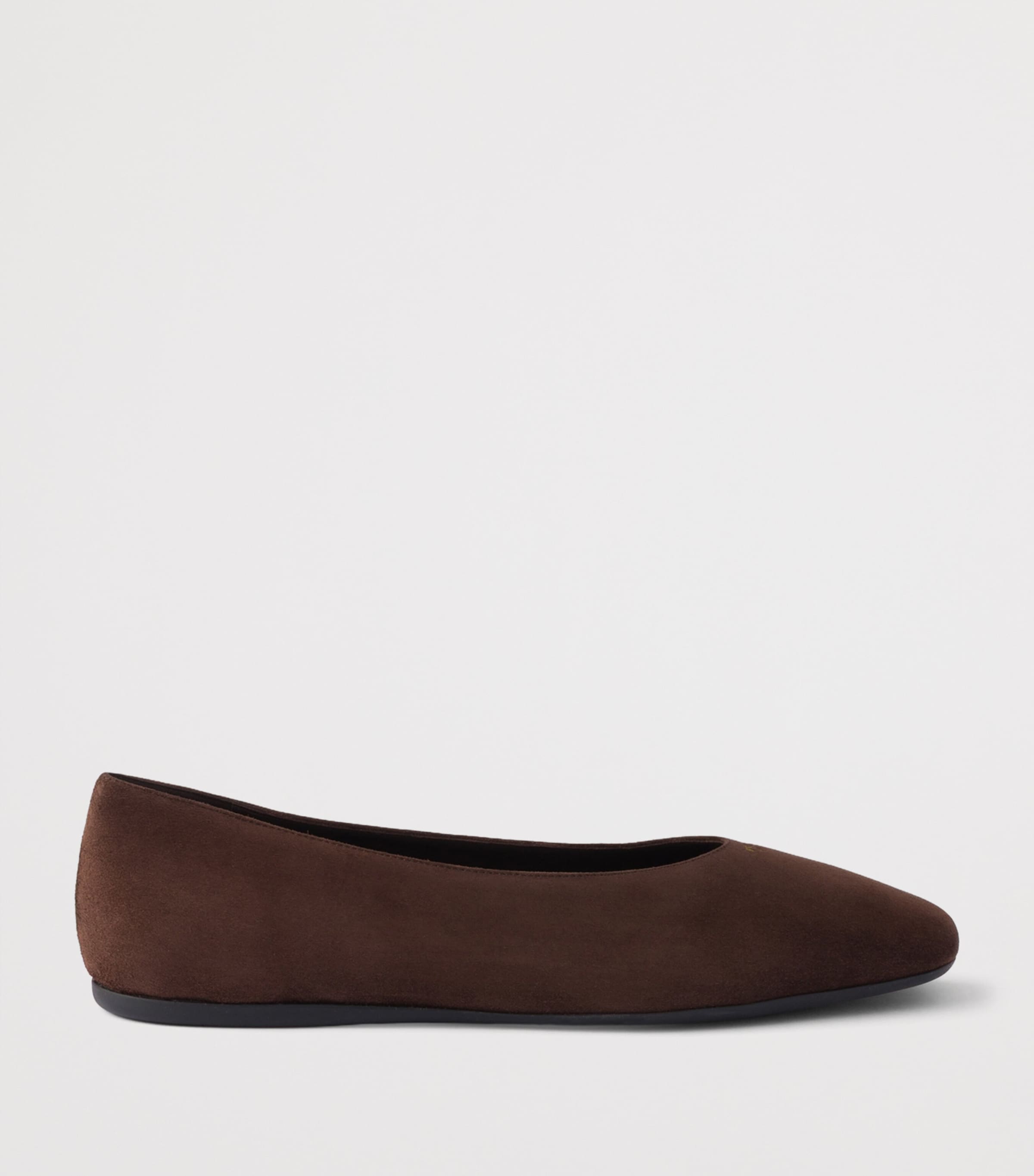 Prada Suede Logo Ballet Flats Brown Image 2