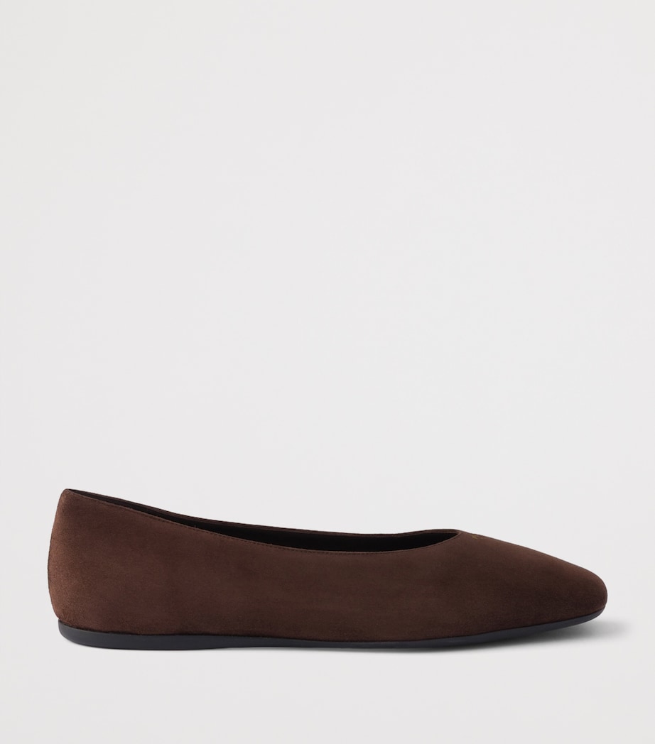 Prada Suede Logo Ballet Flats Brown Image 2