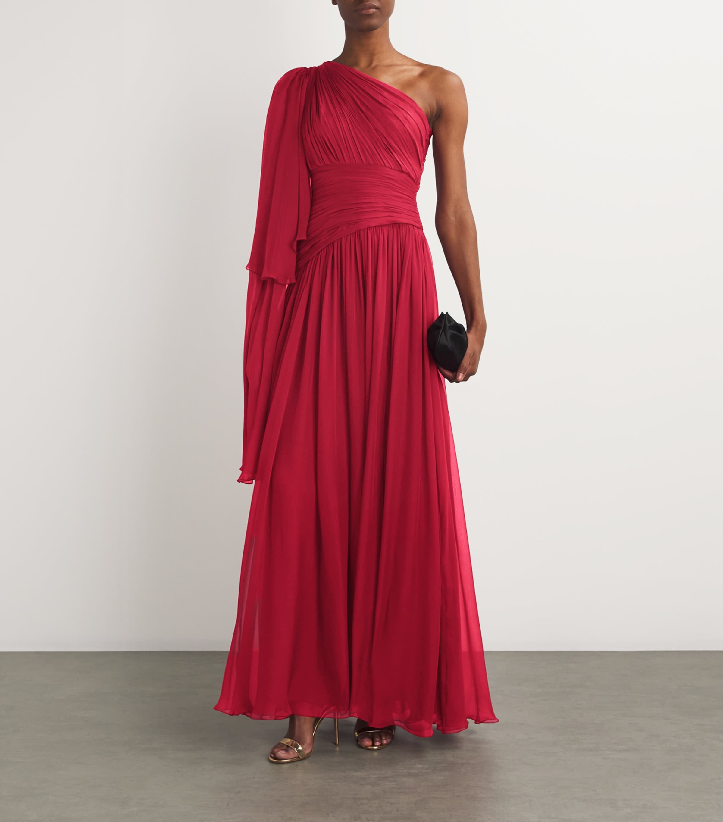 Zuhair Murad Womens Silk Cape Maxi Dress Rio Red Image 2