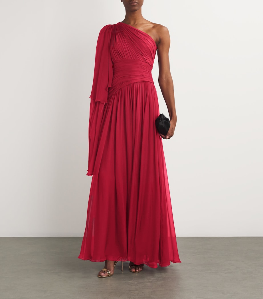 Zuhair Murad Womens Silk Cape Maxi Dress Rio Red Image 2