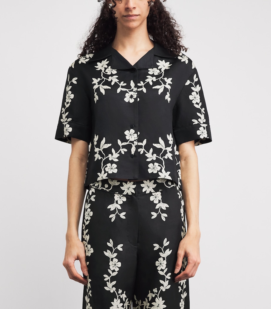 Claudie Pierlot Womens Cropped Floral Shirt Dark Print Image 4