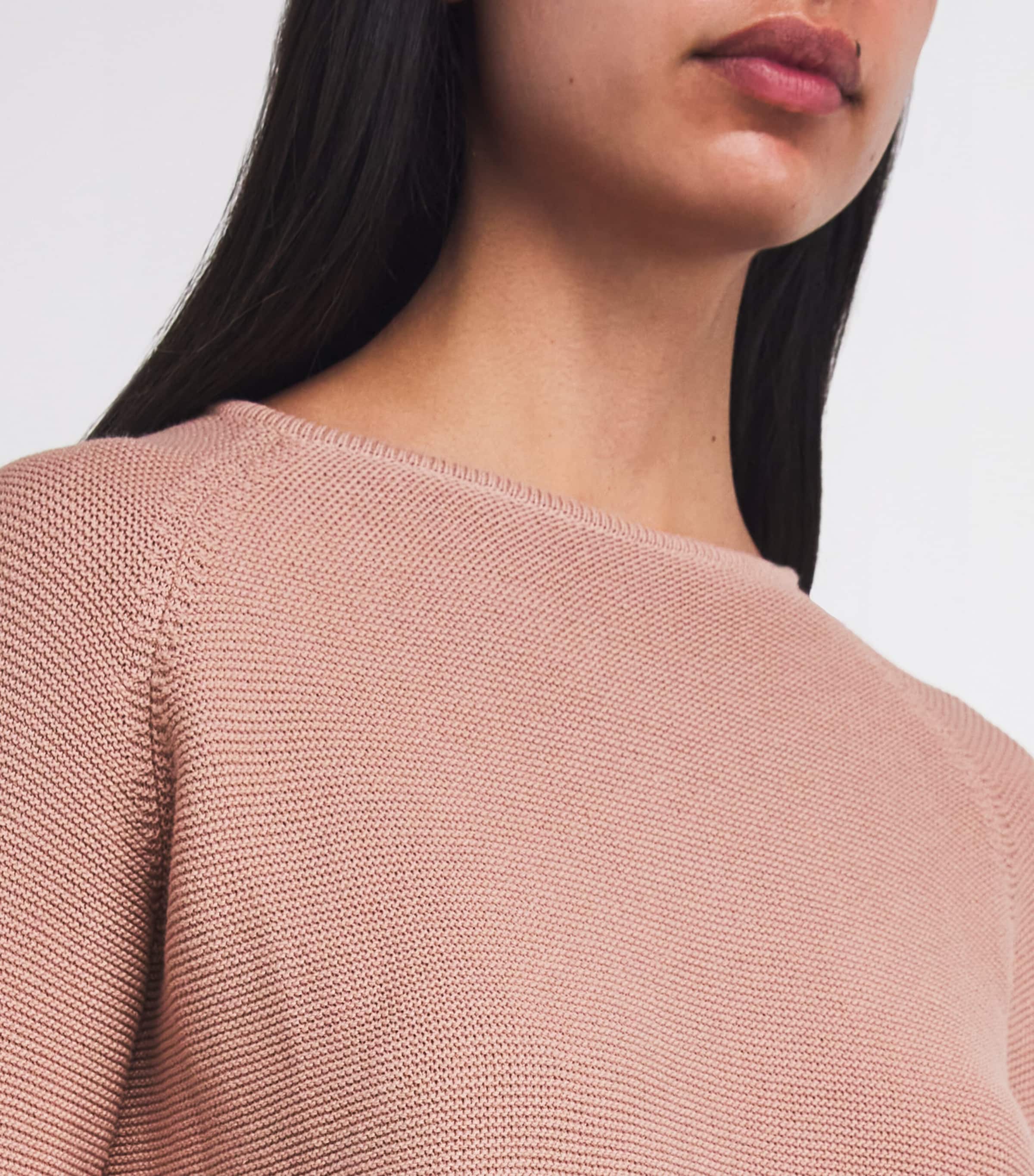 Cotton Crop-Sleeve Sweater POWDER Image 6