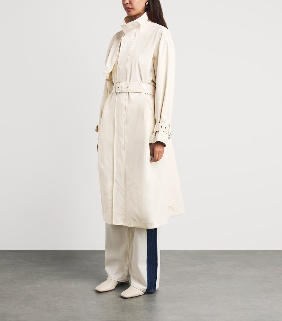 FRAME Womens Cotton The Field Trench Coat Ecru Image 4