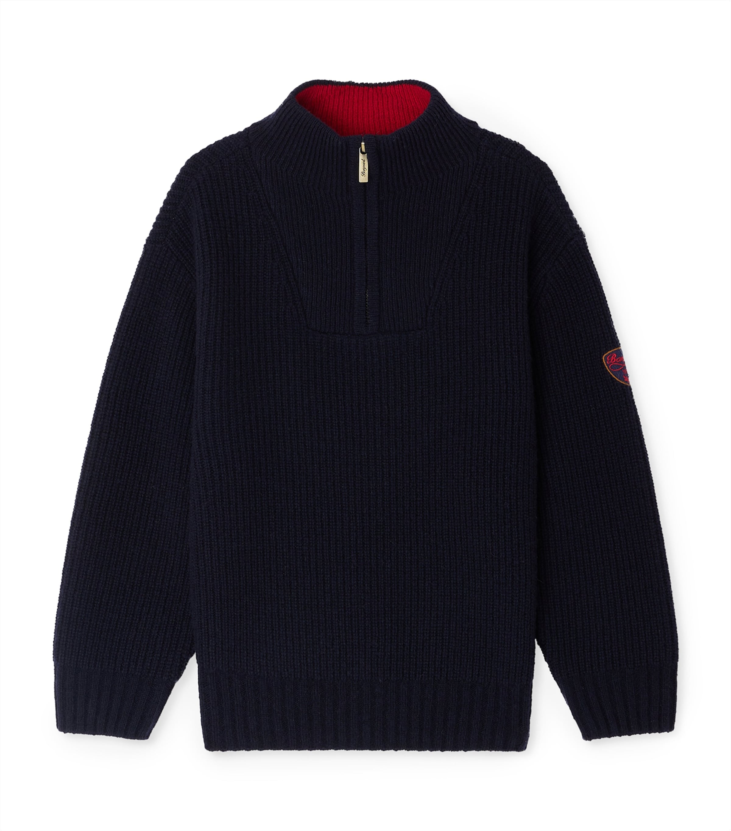 Bonpoint Baldo Wool Zip-up Sweater In Blue