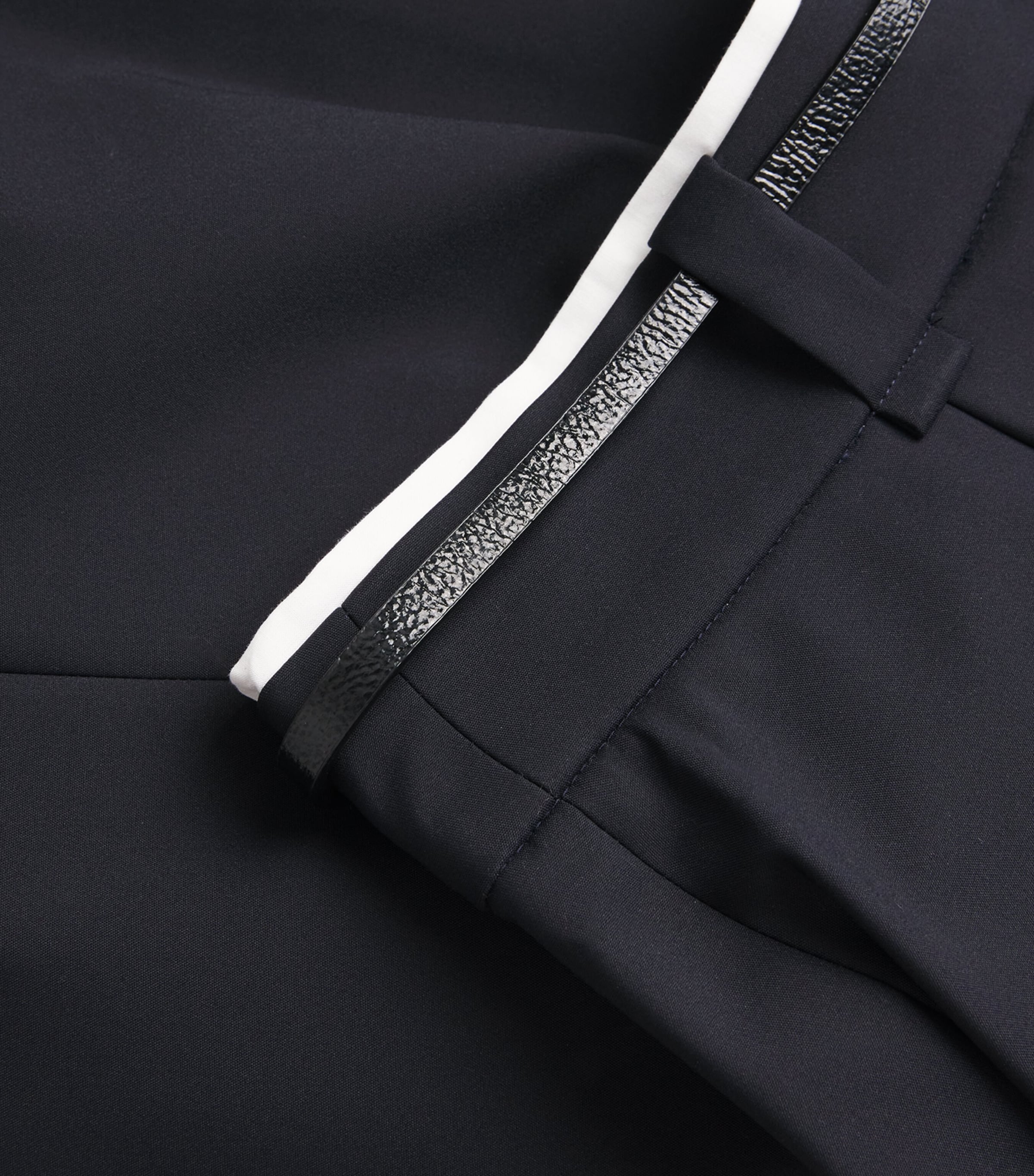 Cotton-Blend Belted Midi Skirt NAVY Image 5