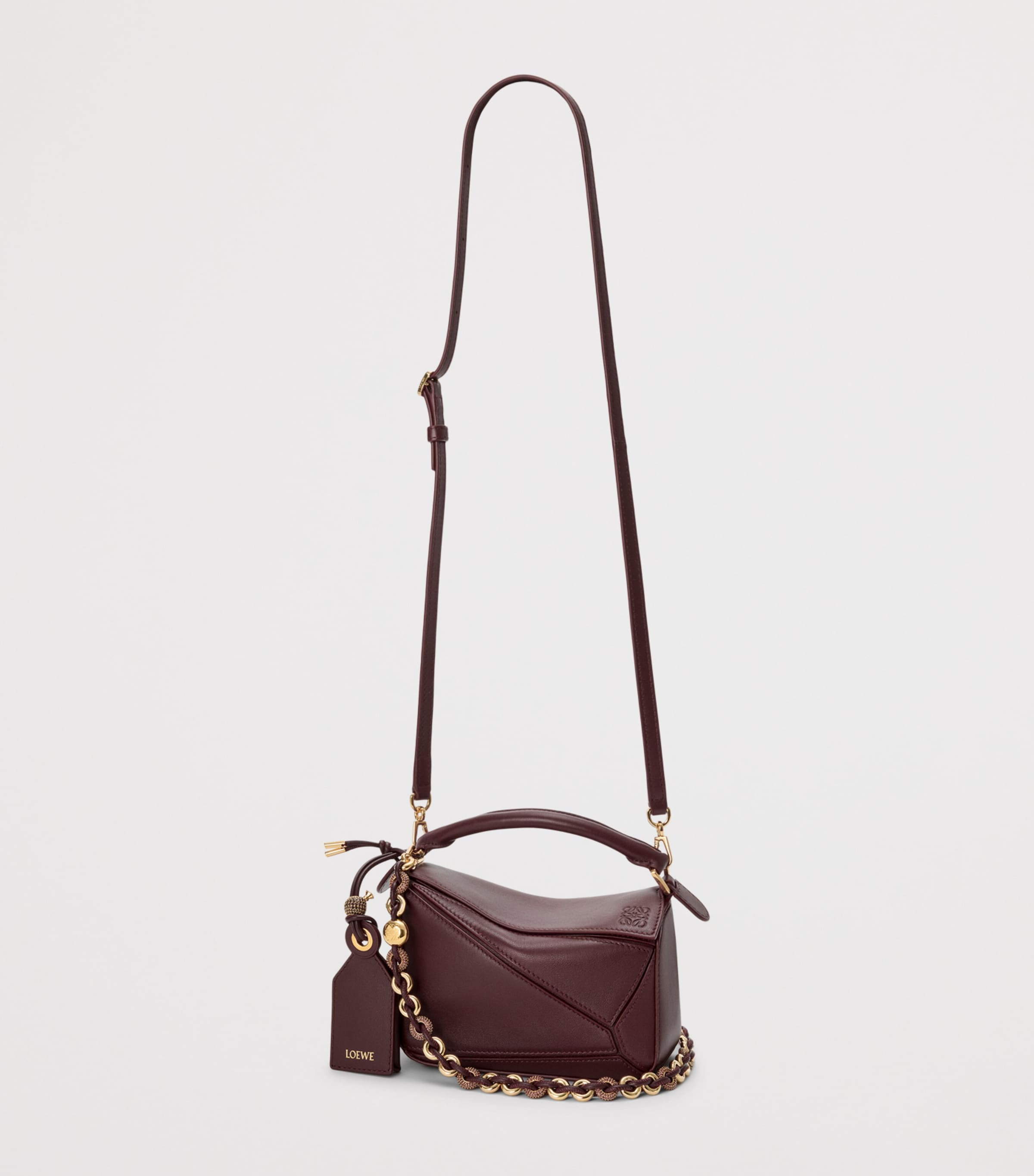 Mini Leather Puzzle Top-Handle Bag DARK BURGUNDY Image 10