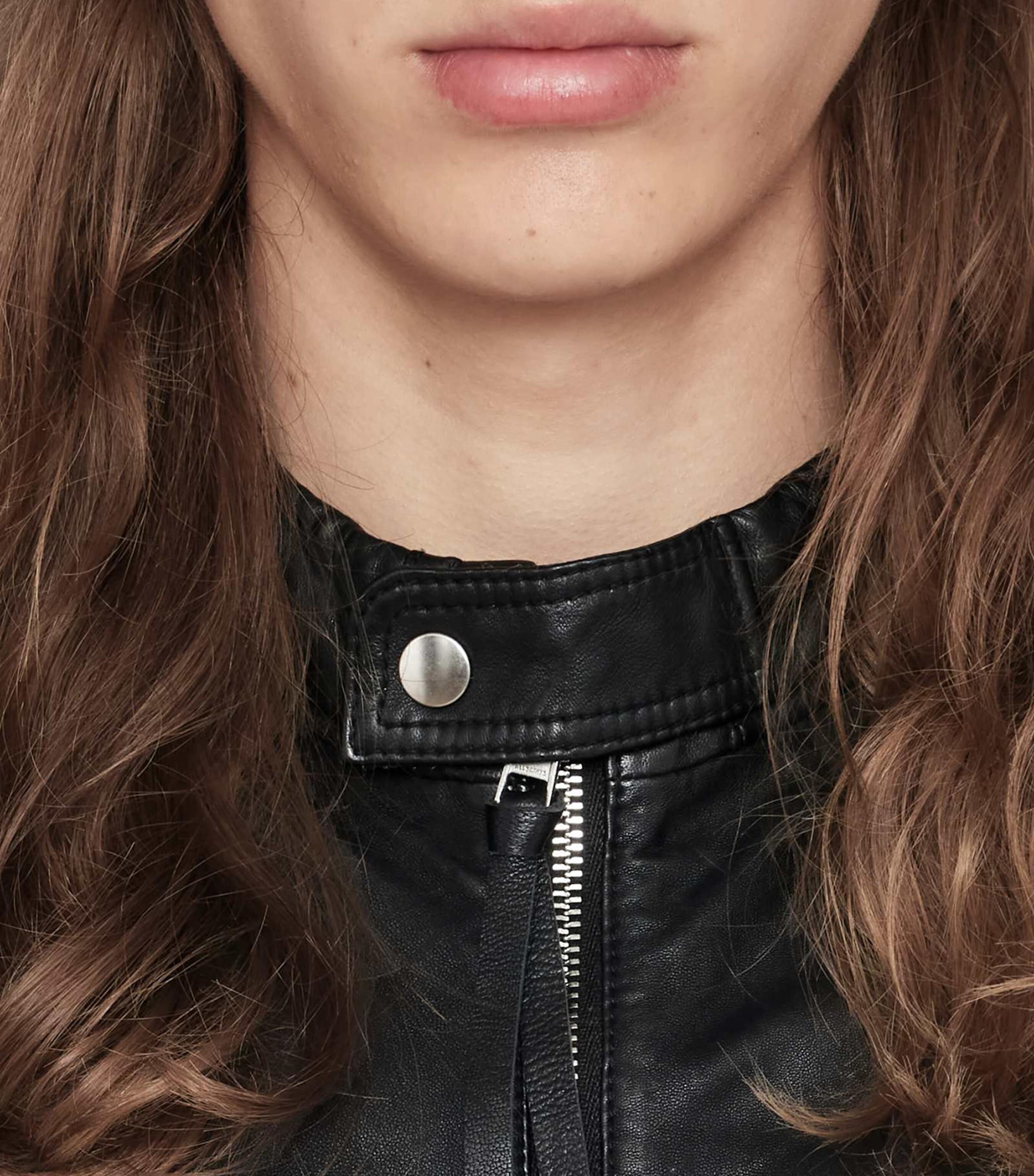 AllSaints Mens Leather Hiro Bomber Jacket Black Image 5