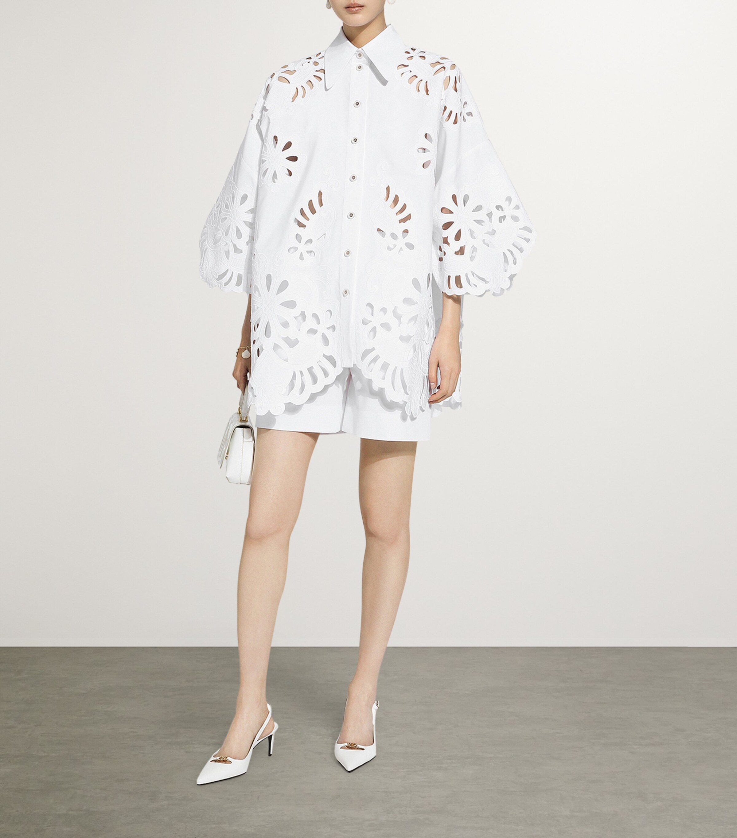 Dolce&Gabbana Womens Floral Cut-Out Shirt Optical White Image 5