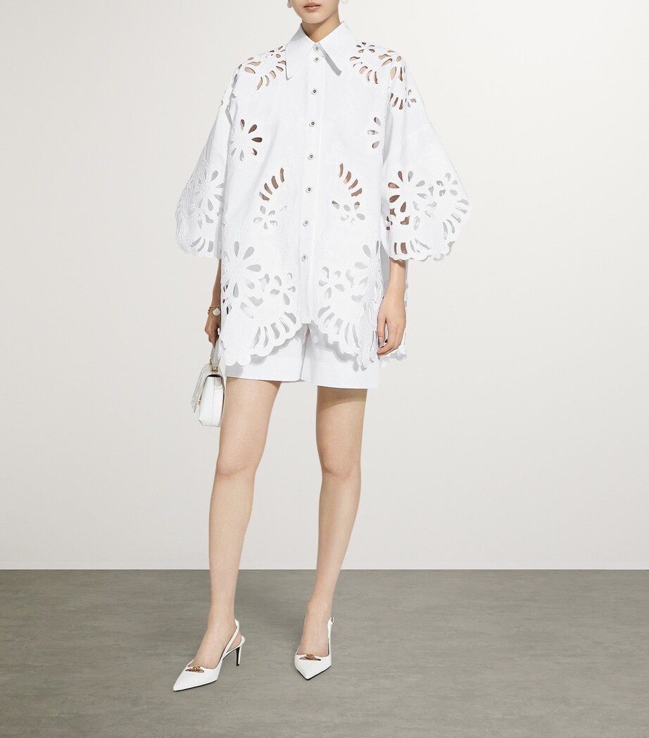 Dolce&Gabbana Womens Floral Cut-Out Shirt Optical White Image 5