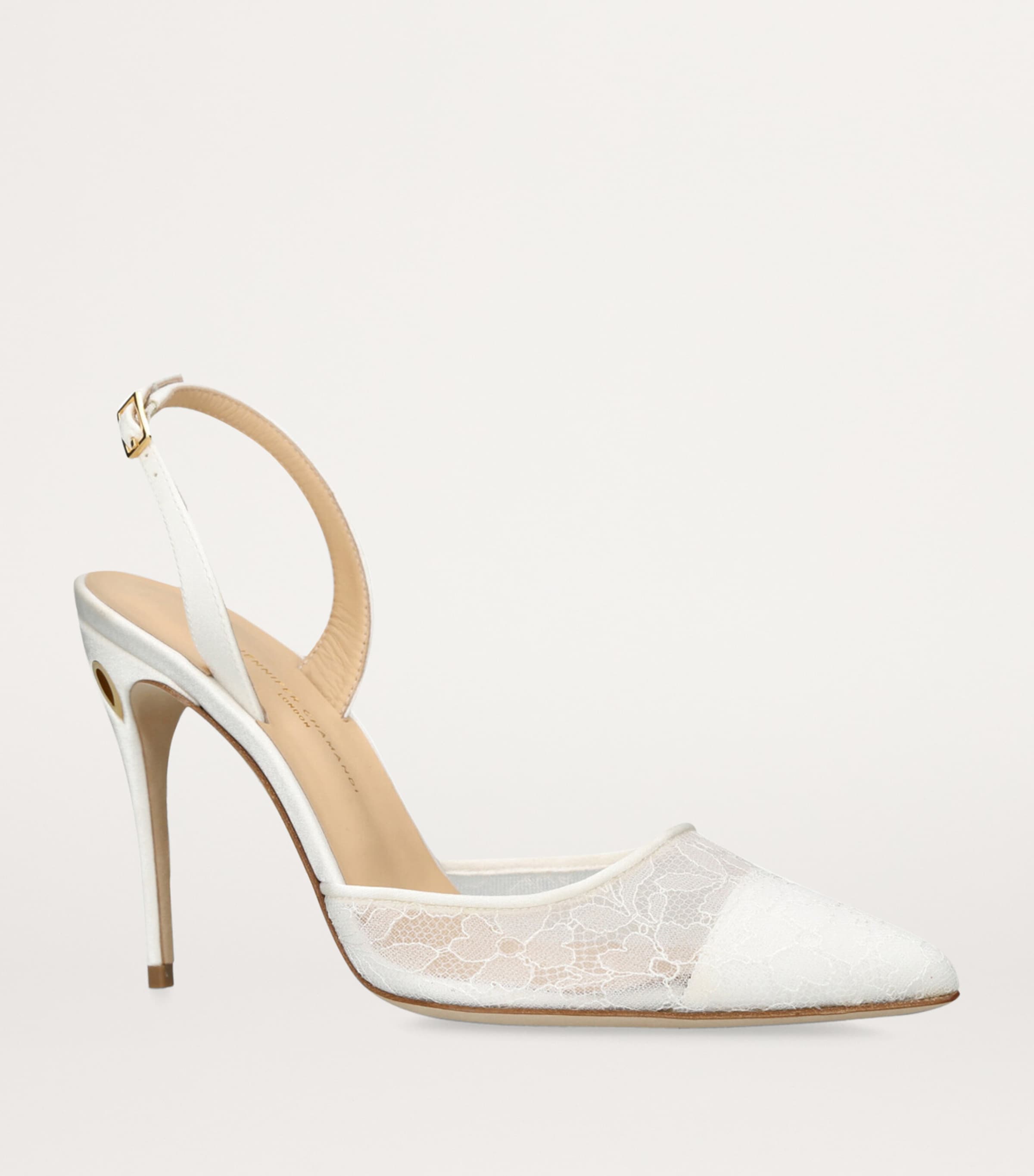 Lace Vittorio Slingback Pumps 105 WHITE Image 3
