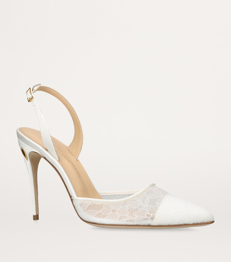 Lace Vittorio Slingback Pumps 105 WHITE Image 3