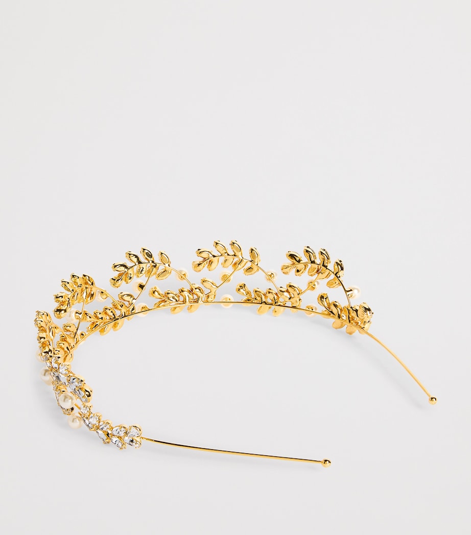 Jennifer Behr Gold-Plated Embellished Delilah Tiara Crystal Antique Gold Image 4