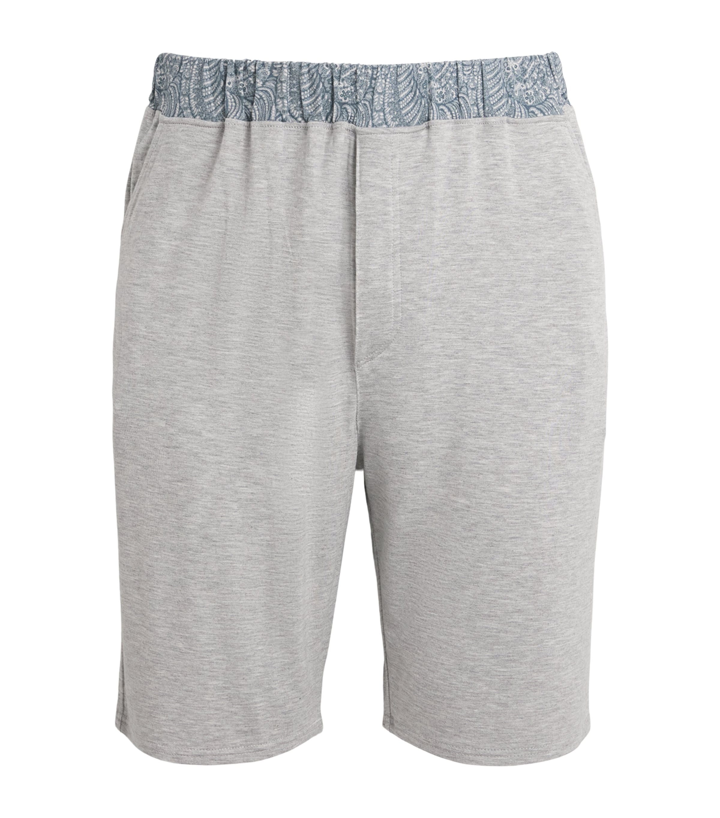 Homebody Mens Liberty Print-Trim Lounge Shorts Lght Grey/oscar Blue Image 1