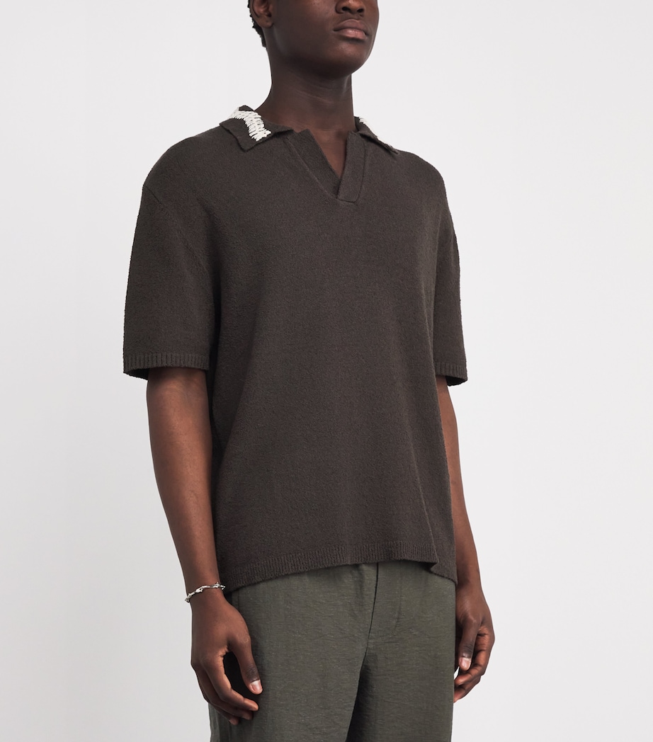 Crochet-Detail Polo Shirt BROWN Image 3