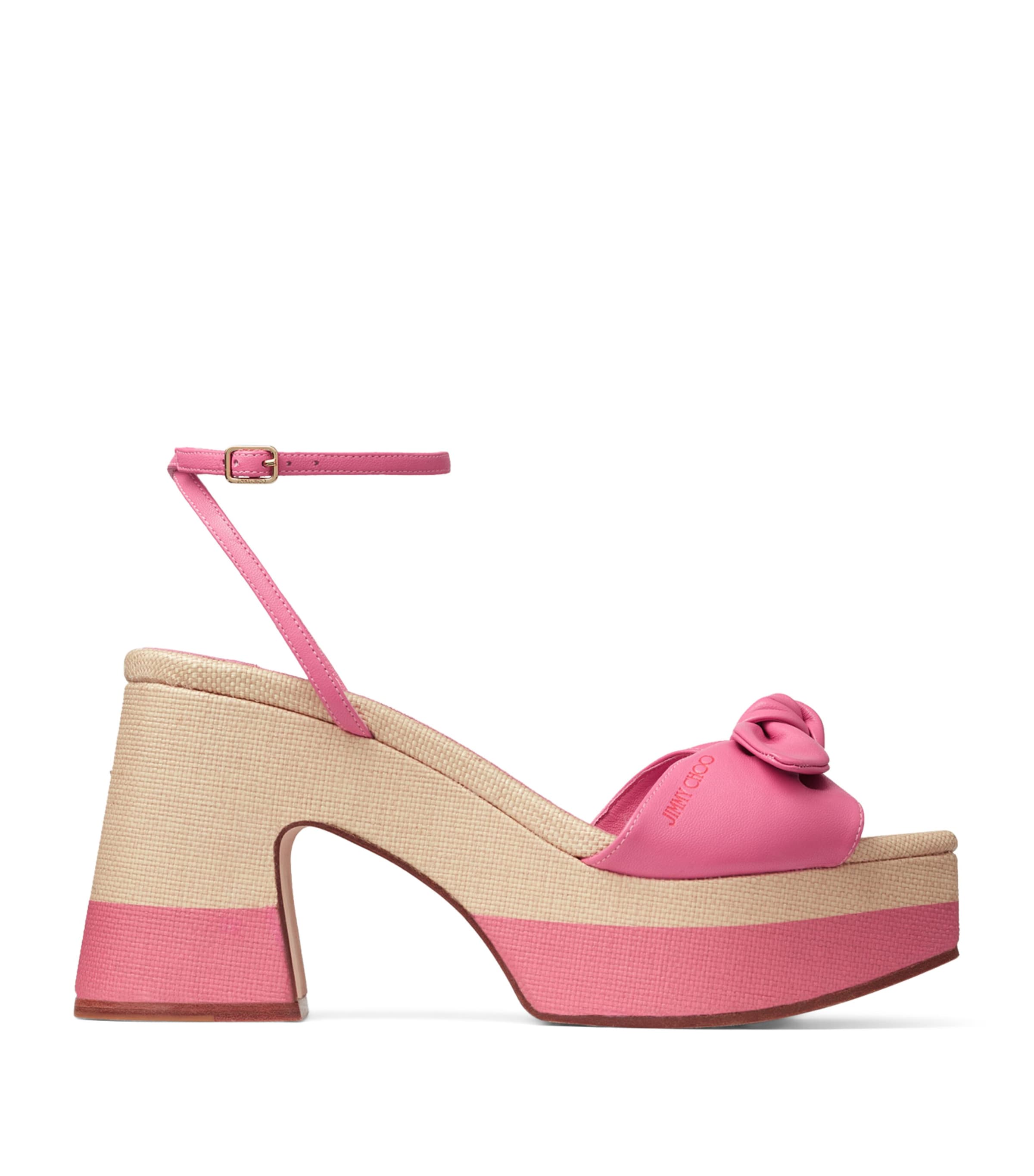 Jimmy Choo Ricia 95mm Platform Leather Sandals In Pink
