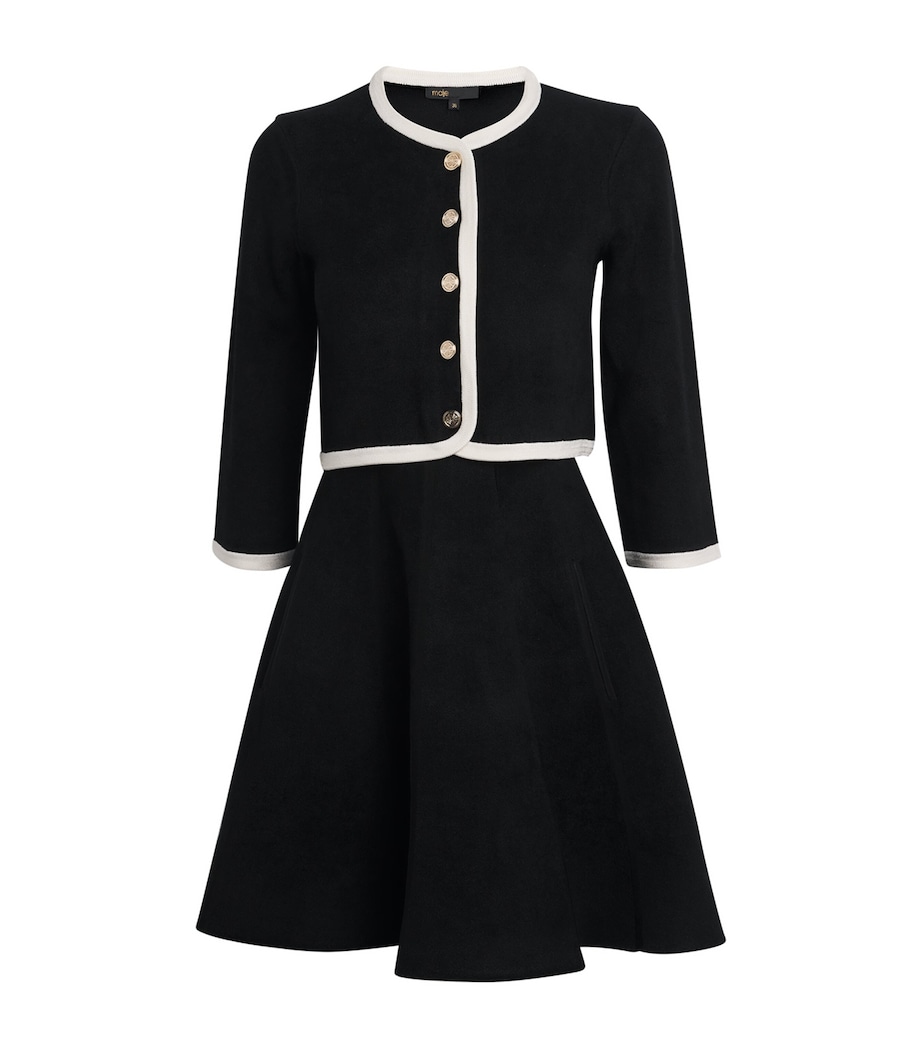 Knitted Cardigan-Overlay Mini Dress BLACK Image 1