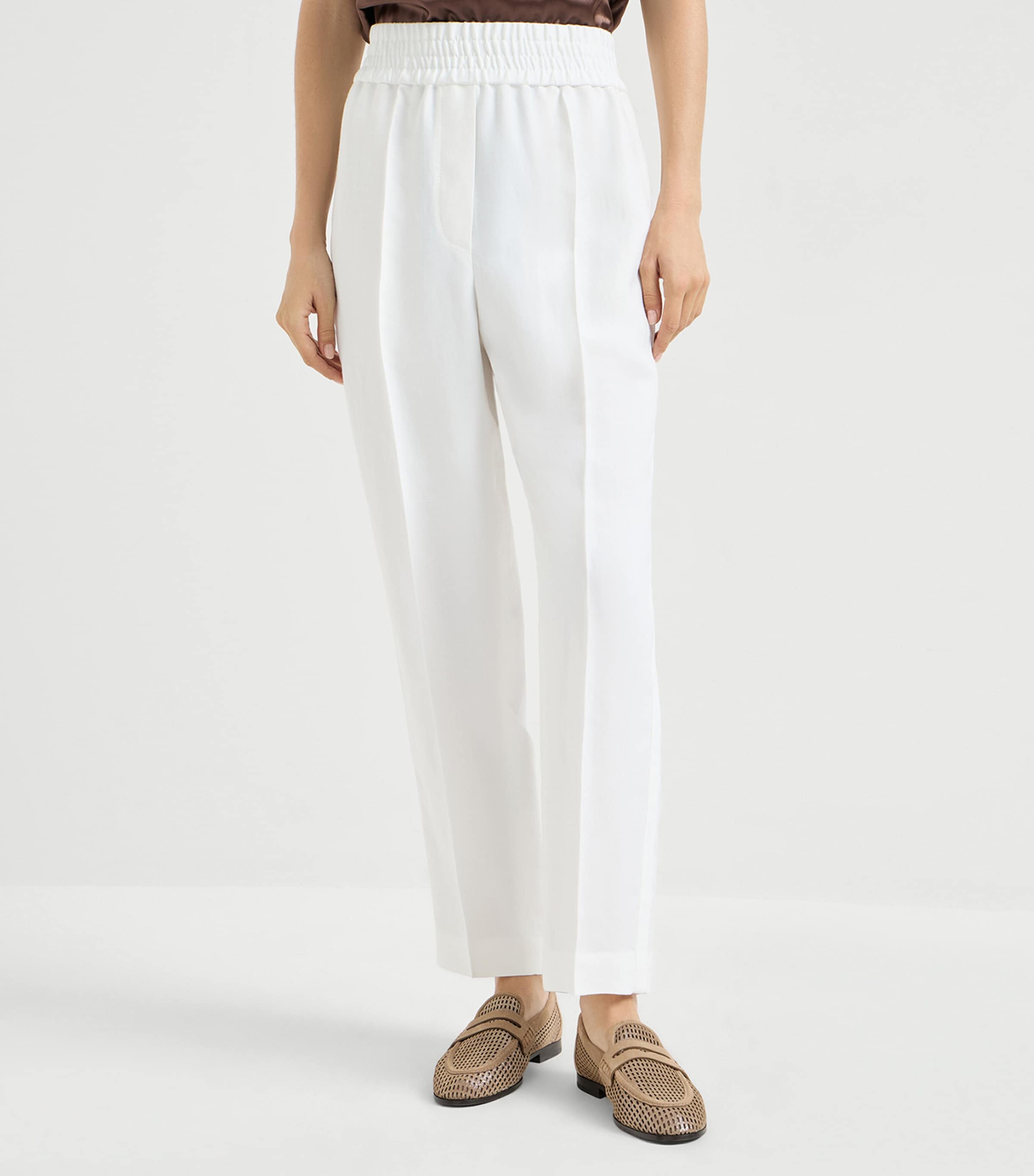 Brunello Cucinelli Womens Twill Straight Trousers Image 3