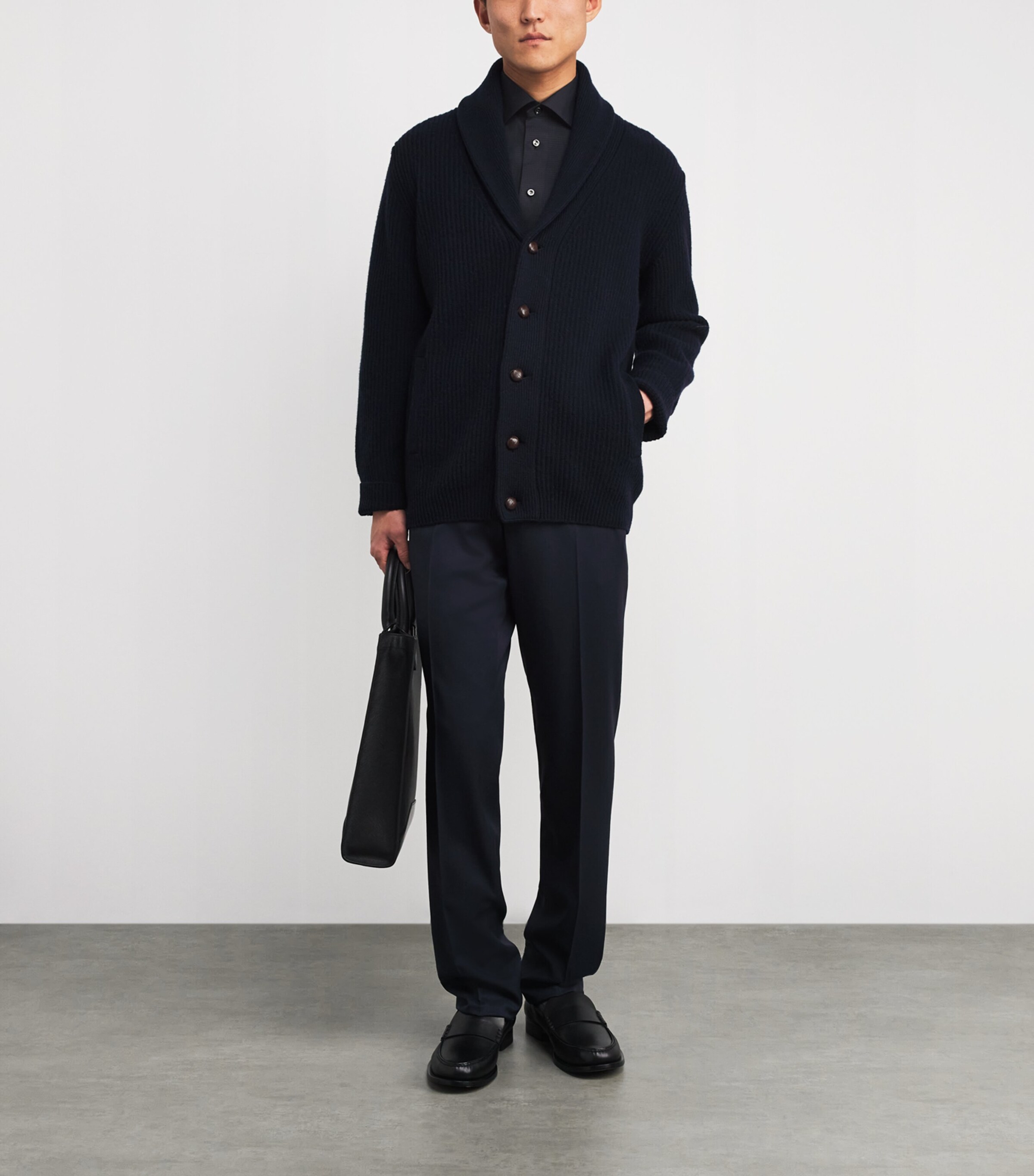Eton Mens Cotton Dobby Contemporary Fit Shirt Black Semi Image 2