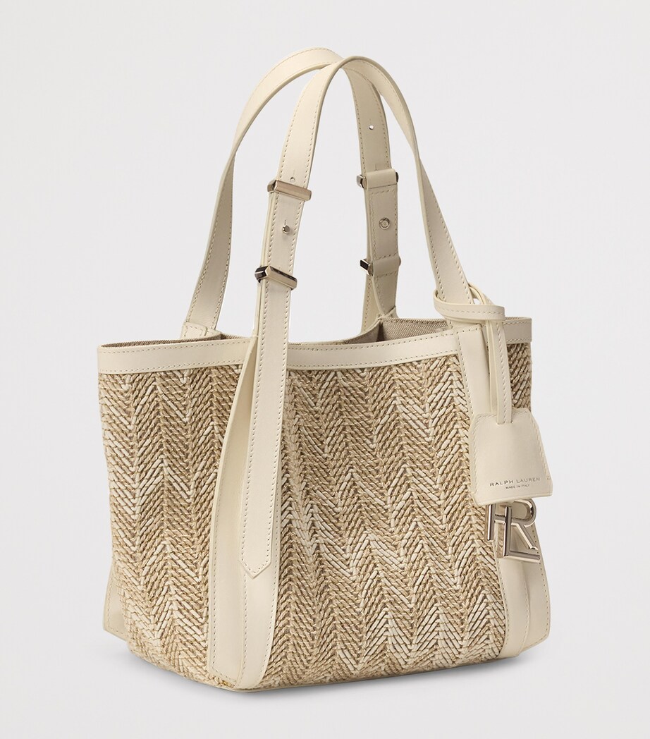 Leather-Trim Woven Ralph Shoulder Bag LIGHT SAND Image 2