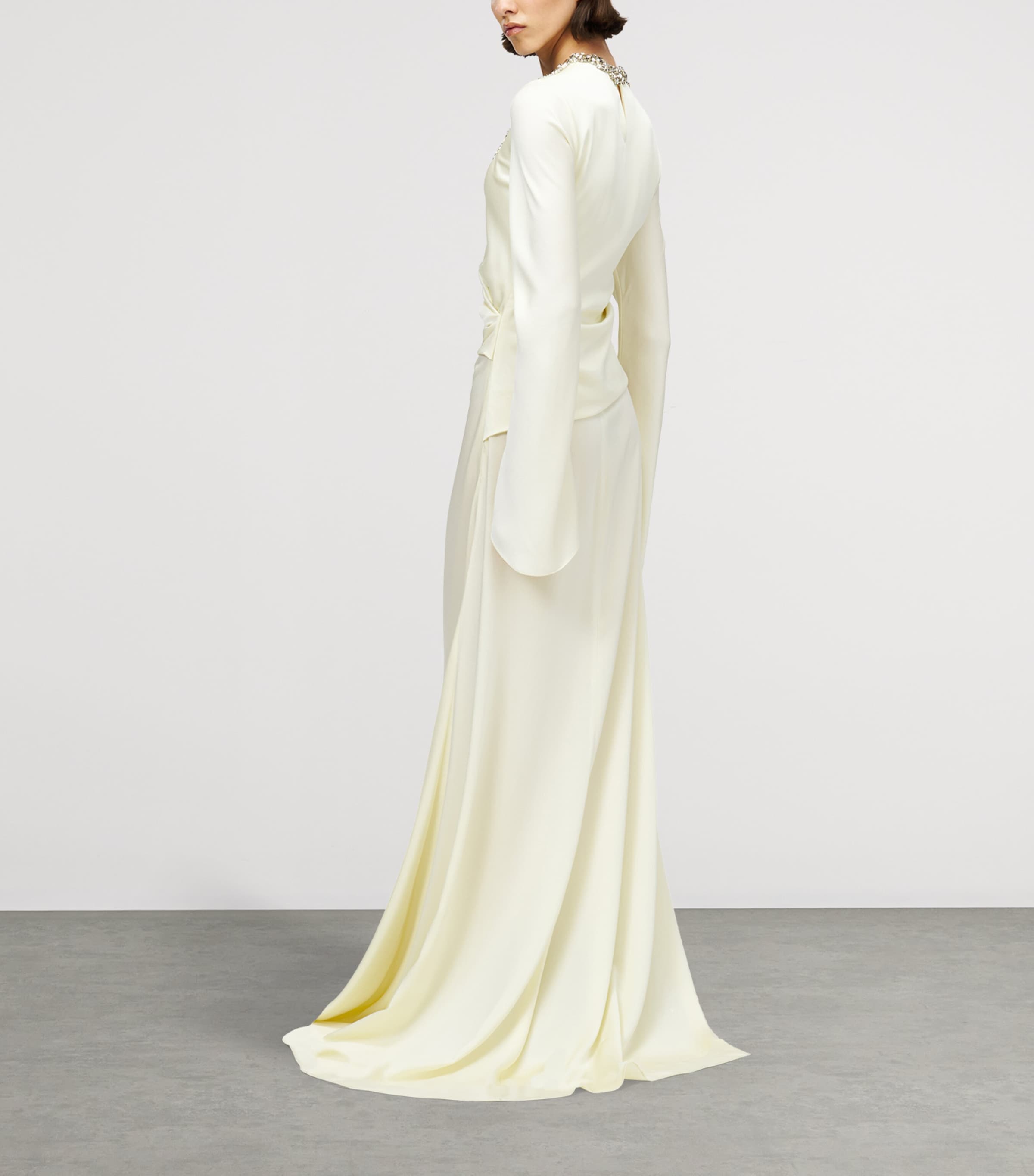 McQueen Womens Embellished Draped Maxi Dress Image 4
