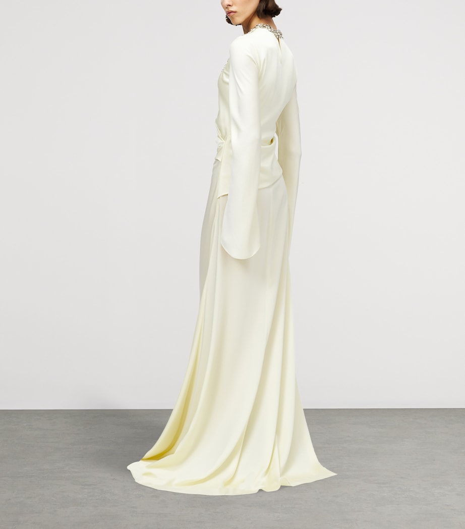 McQueen Womens Embellished Draped Maxi Dress Image 4
