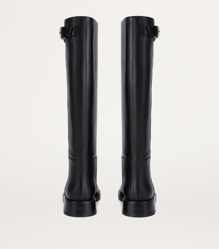Leather VLogo Knee-High Boots 30 BLACK Image 2