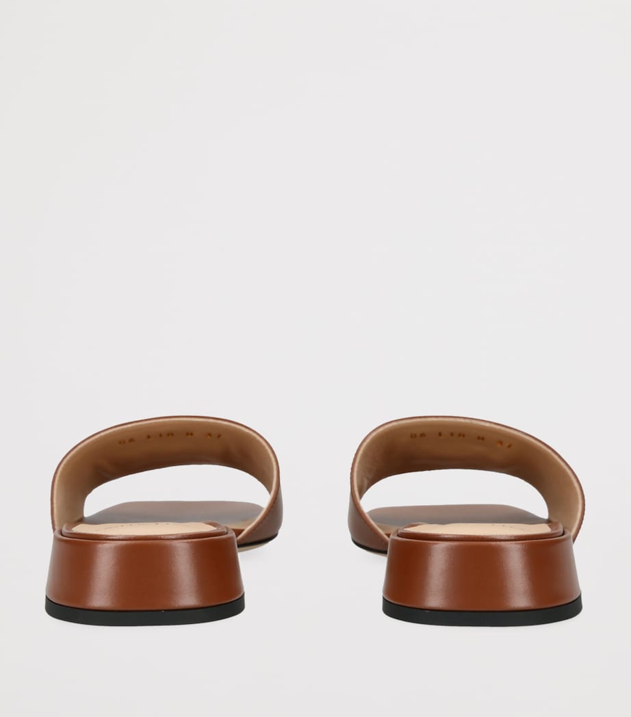 Leather VLogo Slides 20 MID BROWN Image 2