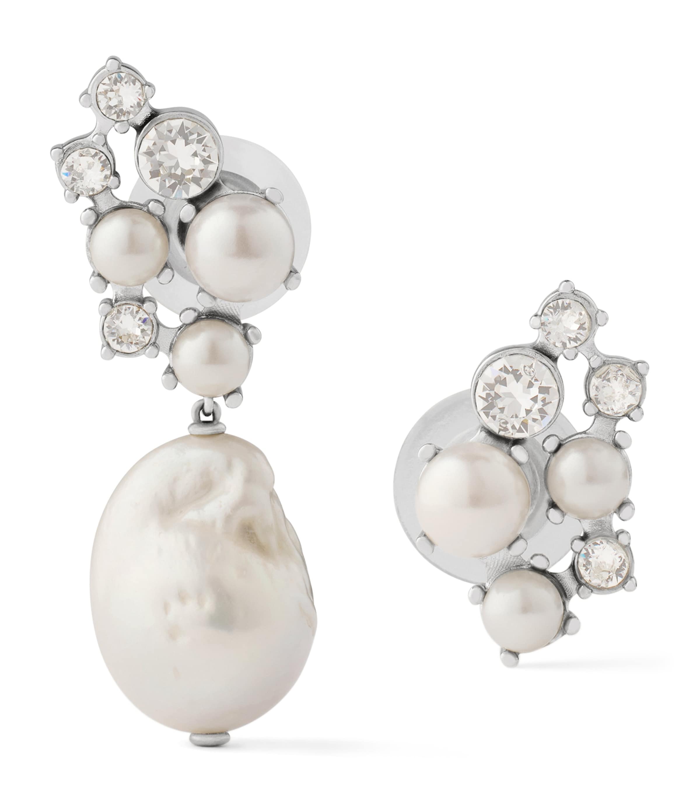 Faux Pearl and Crystal-Embellished Earrings WHITE/SILVERY Image 1