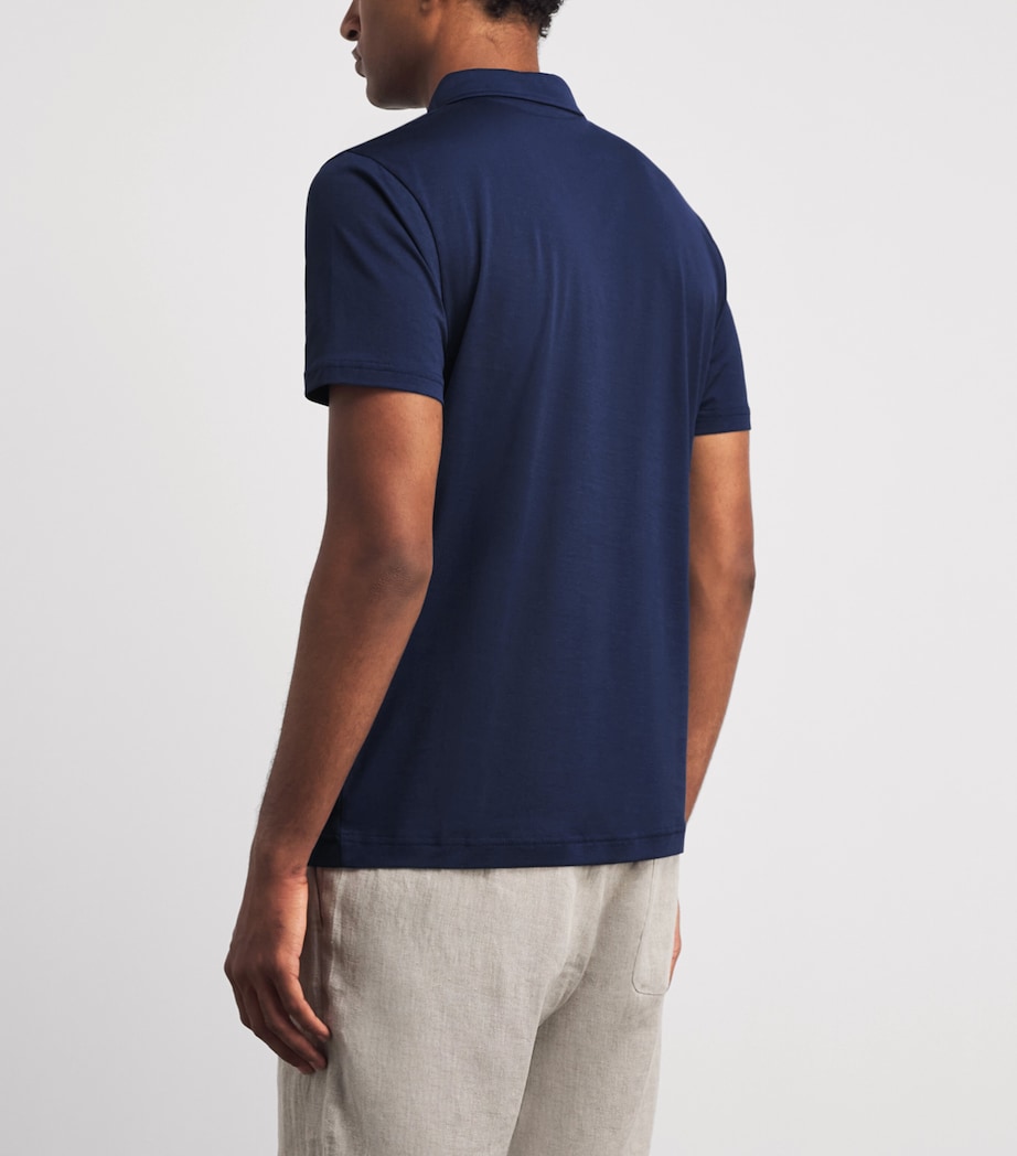 Sunspel Mens Supima Cotton Polo Shirt Buwx Ink Blue Image 5