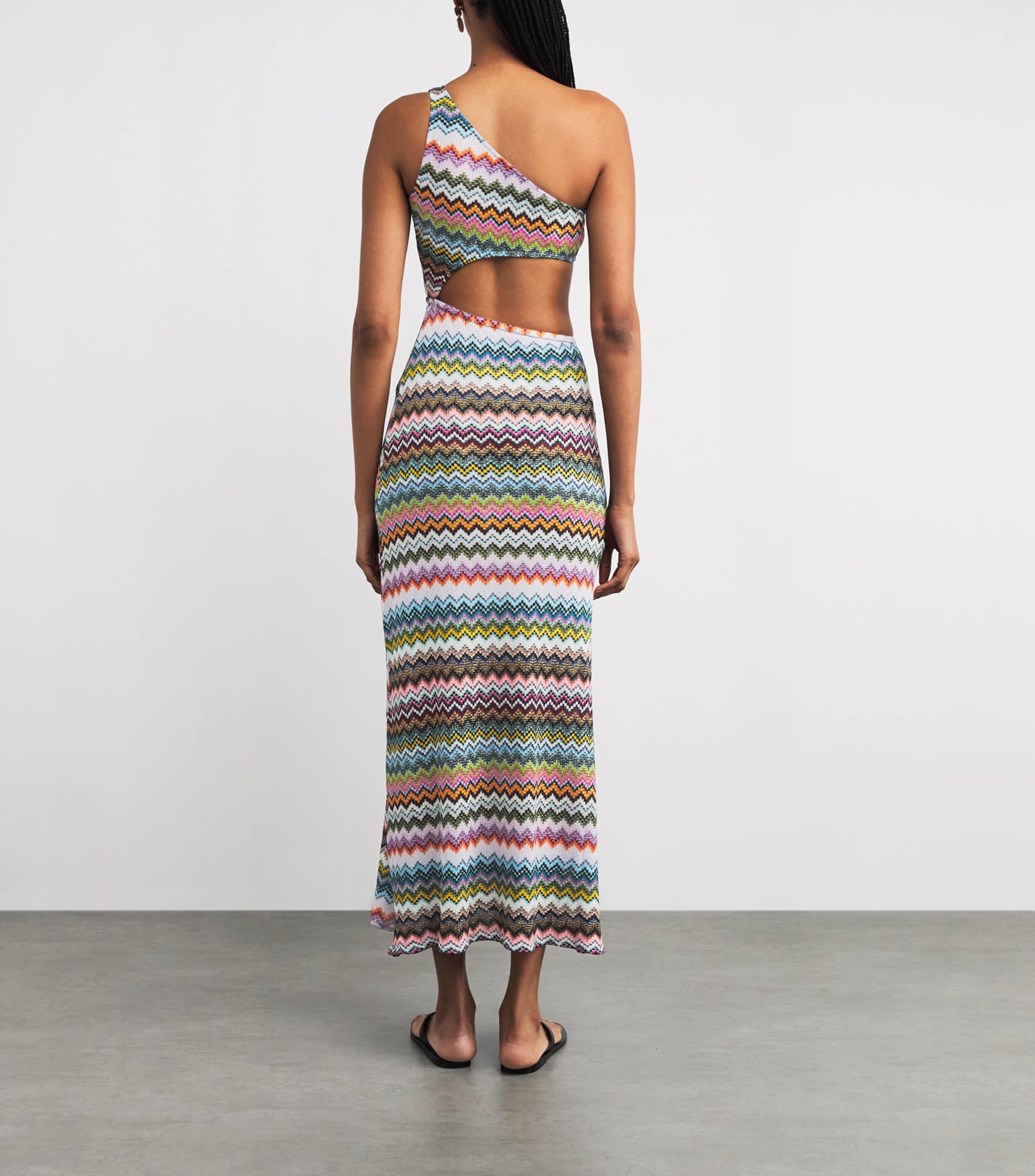 Zigzag Cut-Out Midi Dress SM9YJMULTI DARK BASE Image 3