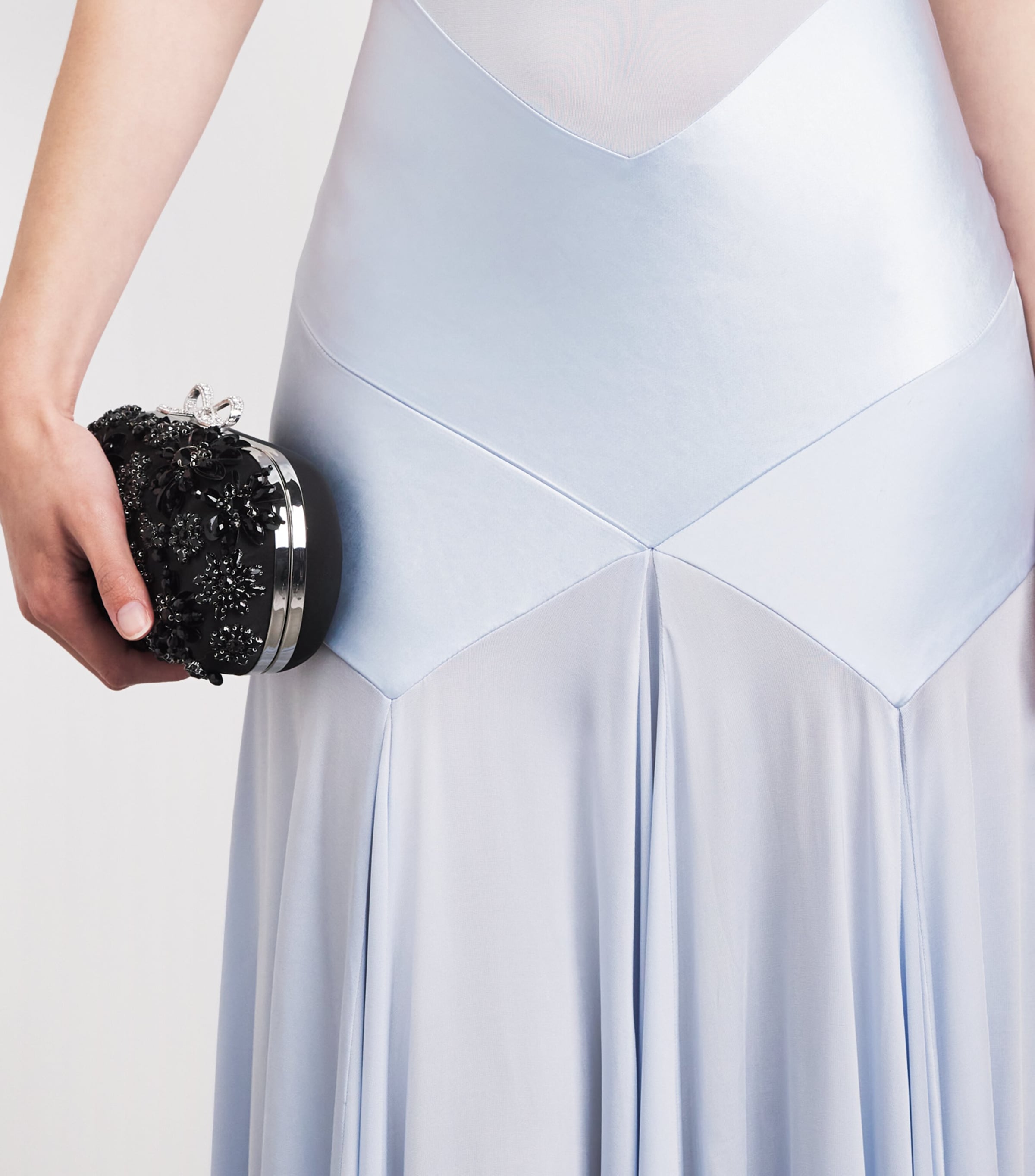 Self-Portrait Womens Satin Panelled Maxi Dress Blue Image 5