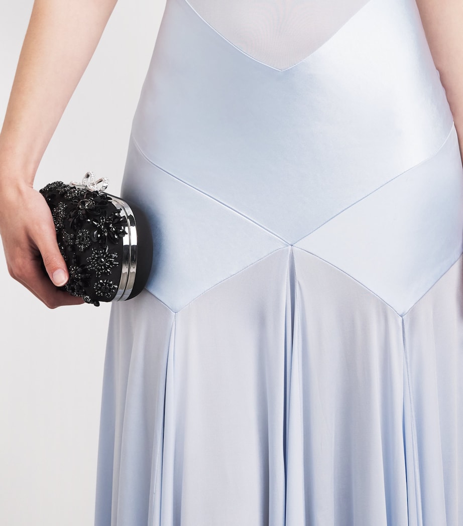 Self-Portrait Womens Satin Panelled Maxi Dress Blue Image 5