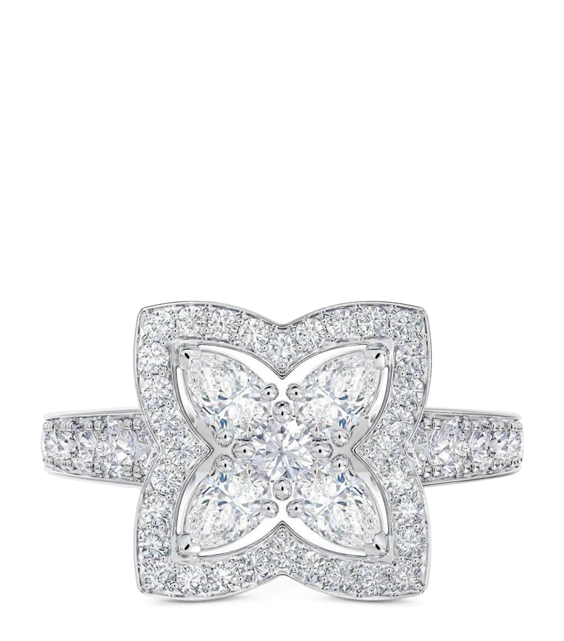 De Beers White Gold And Diamond Enchanted Lotus Ring